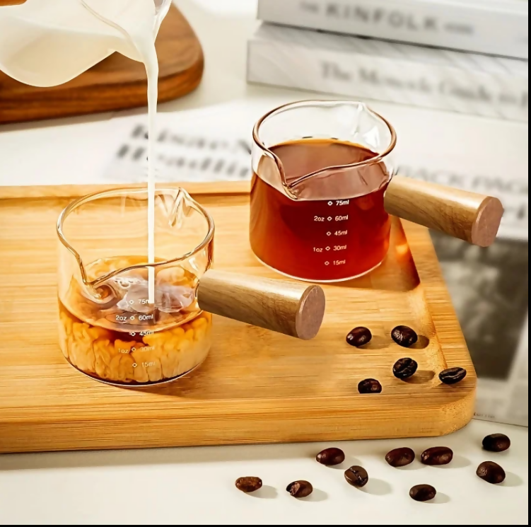 Anygleam Measuring Cup 100ml With Wooden Handle Dual Spout Kitchen Tools