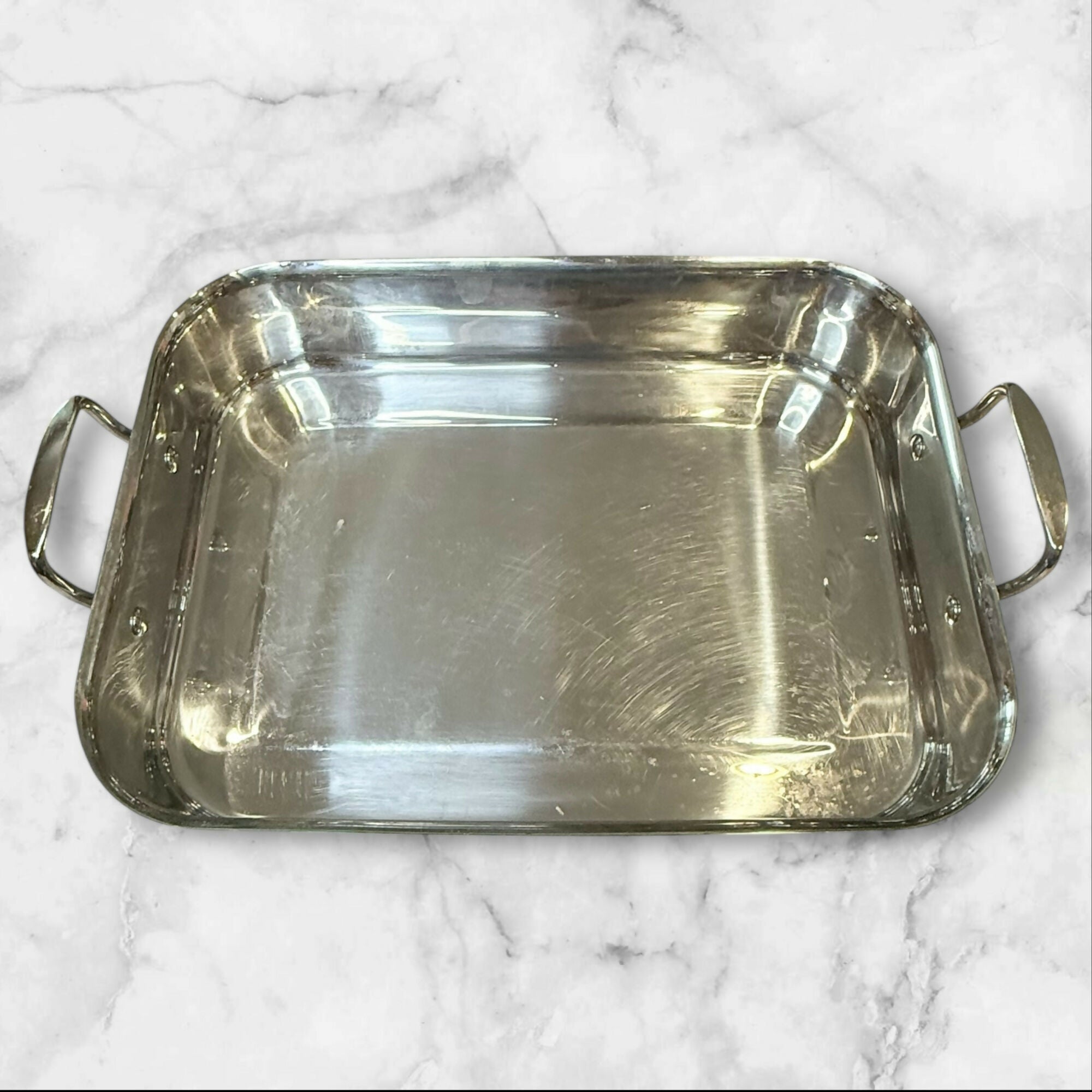 Southern Living Stainless Steel Roasting Pan w/ Handles | 12.5x17 | Good