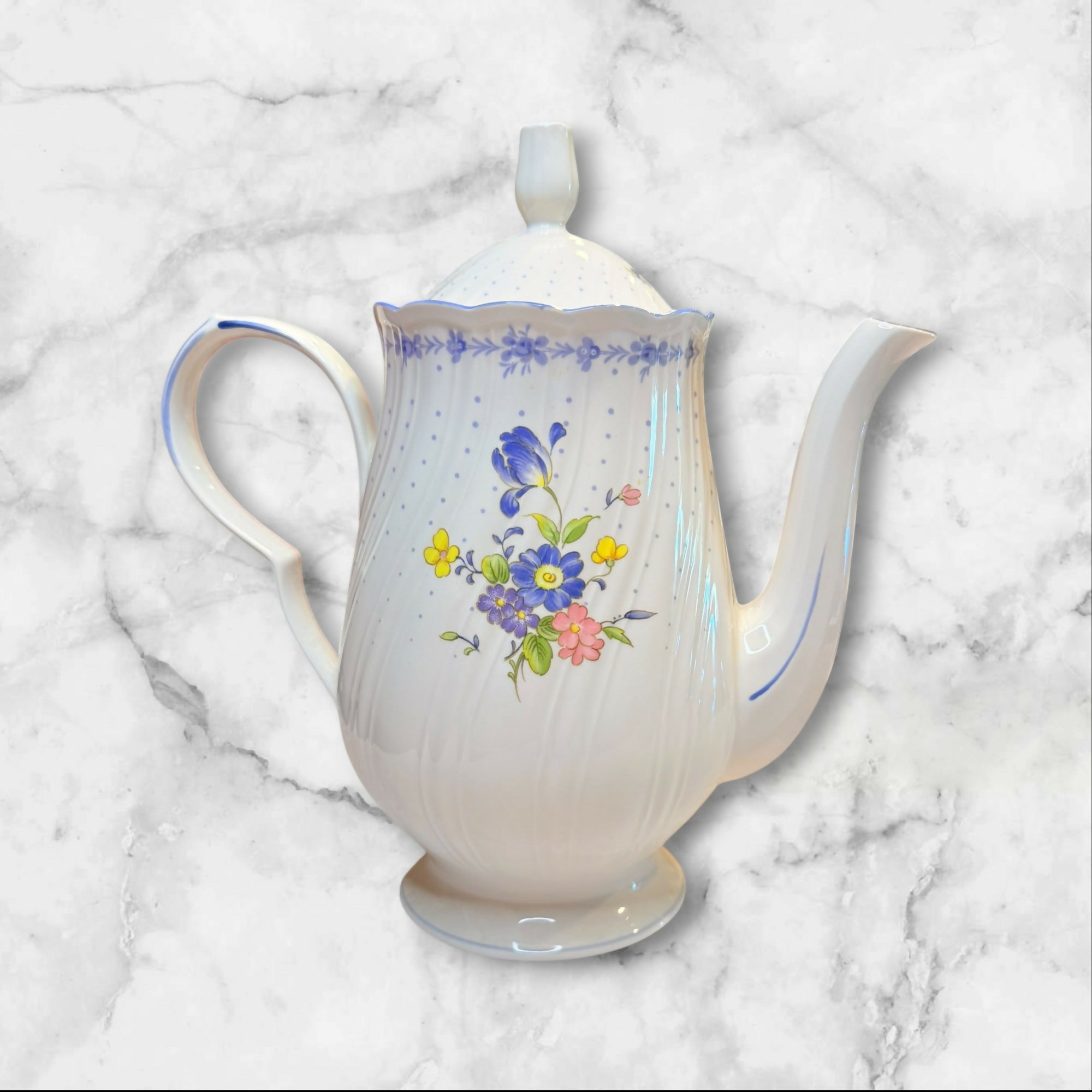 Nikko Blue Peony Coffee Pot with Lid | Excellent Condition | Japan