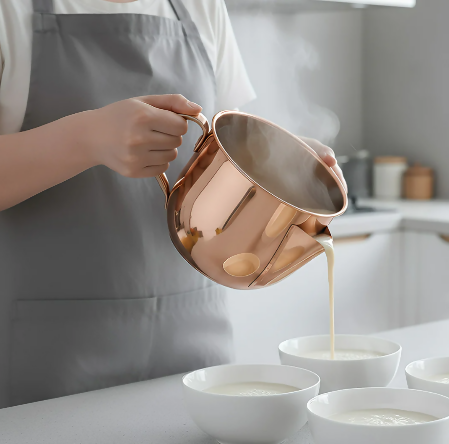 Anygleam Rose Gold Stainless Steel Separator Pot 1000ML – Golden Oil Filter Bowl for Soup, Gravy, Water & Fat Removal Kitchen Tool
