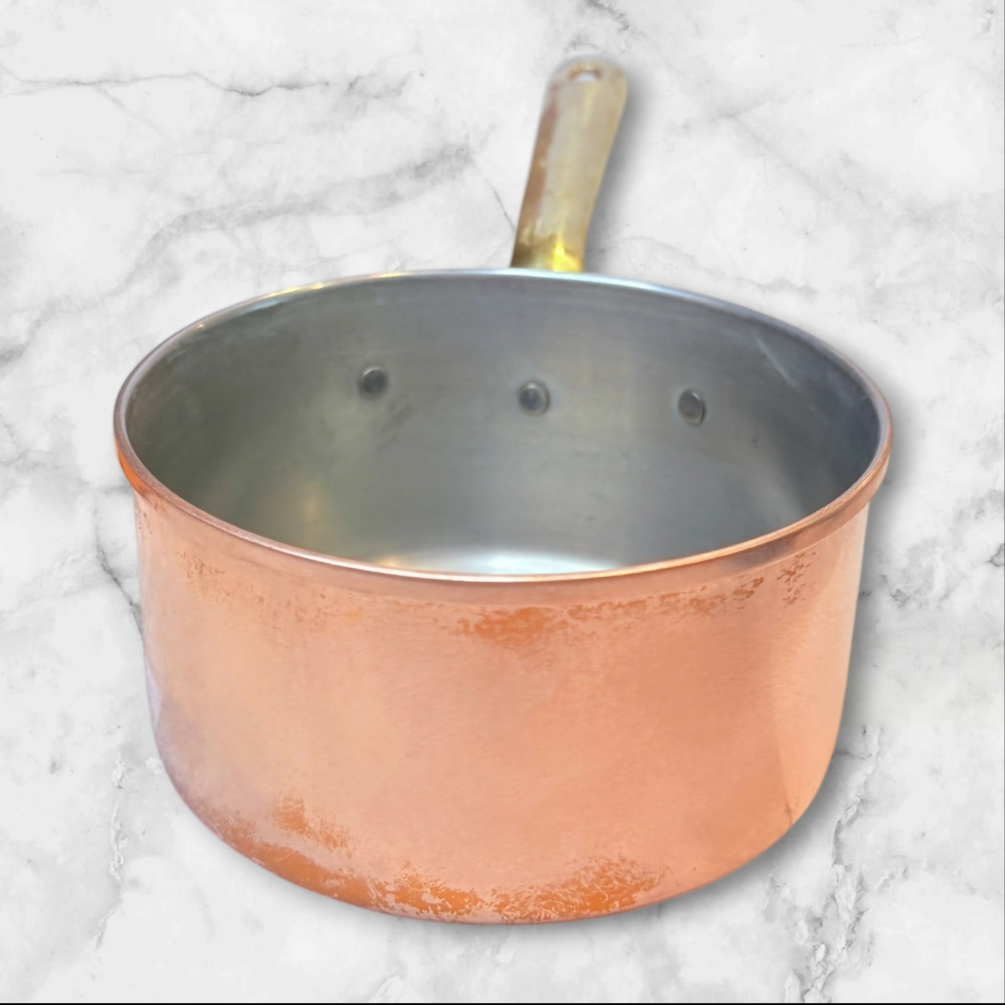 Made in Portugal Copper Saucepans | Set of 2 | Brass Handles | Good Condition