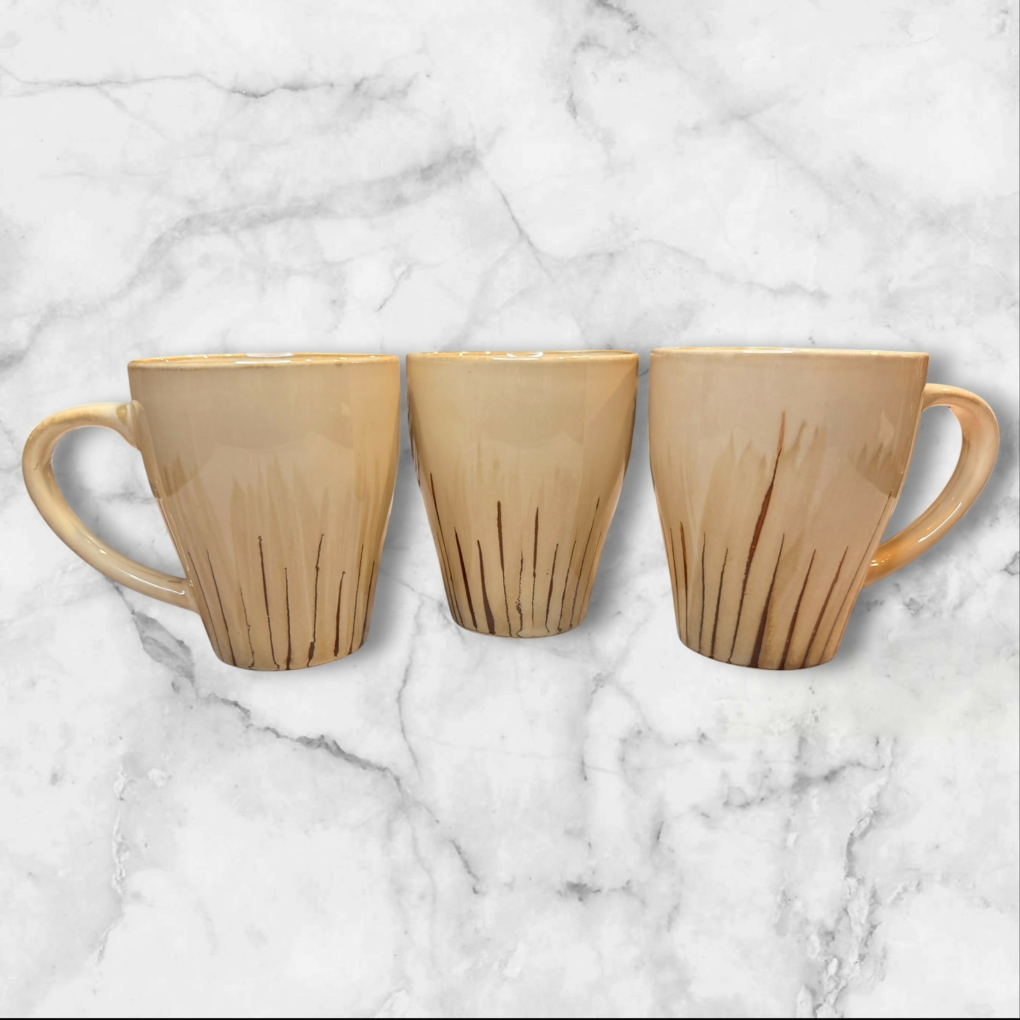 Pier 1 Sanctuary Beige Stoneware Mugs | Set of 3 | Excellent Condition