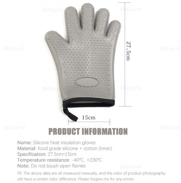 Anygleam Insulation Gloves 2pc Silicone Kitchen Accessories with Inner Cotton Heat Resistant Tool Kit Kitchenware for Cooking and Baking