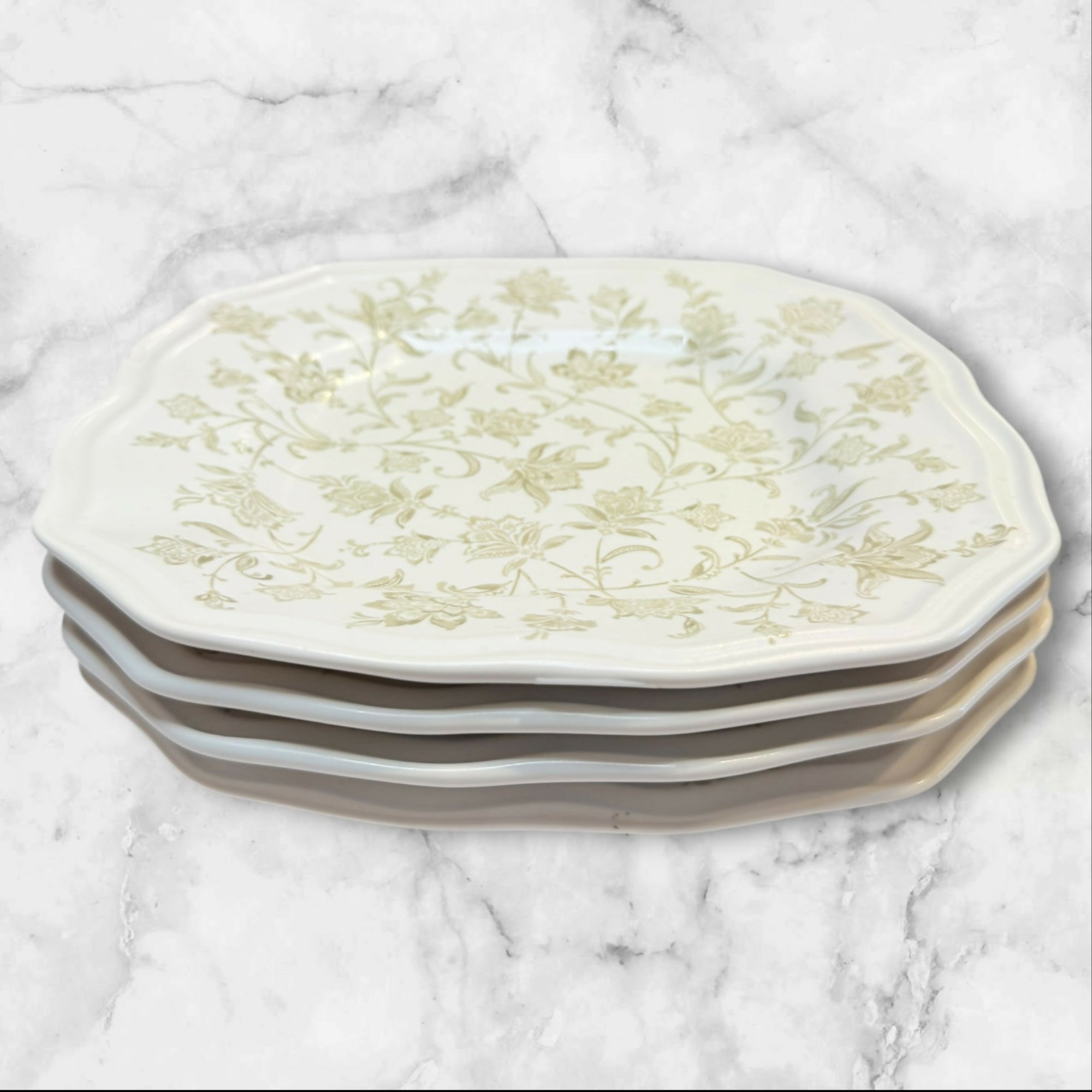 222 Fifth Batik Toile Salad Plates | Set of 4 | Excellent Condition