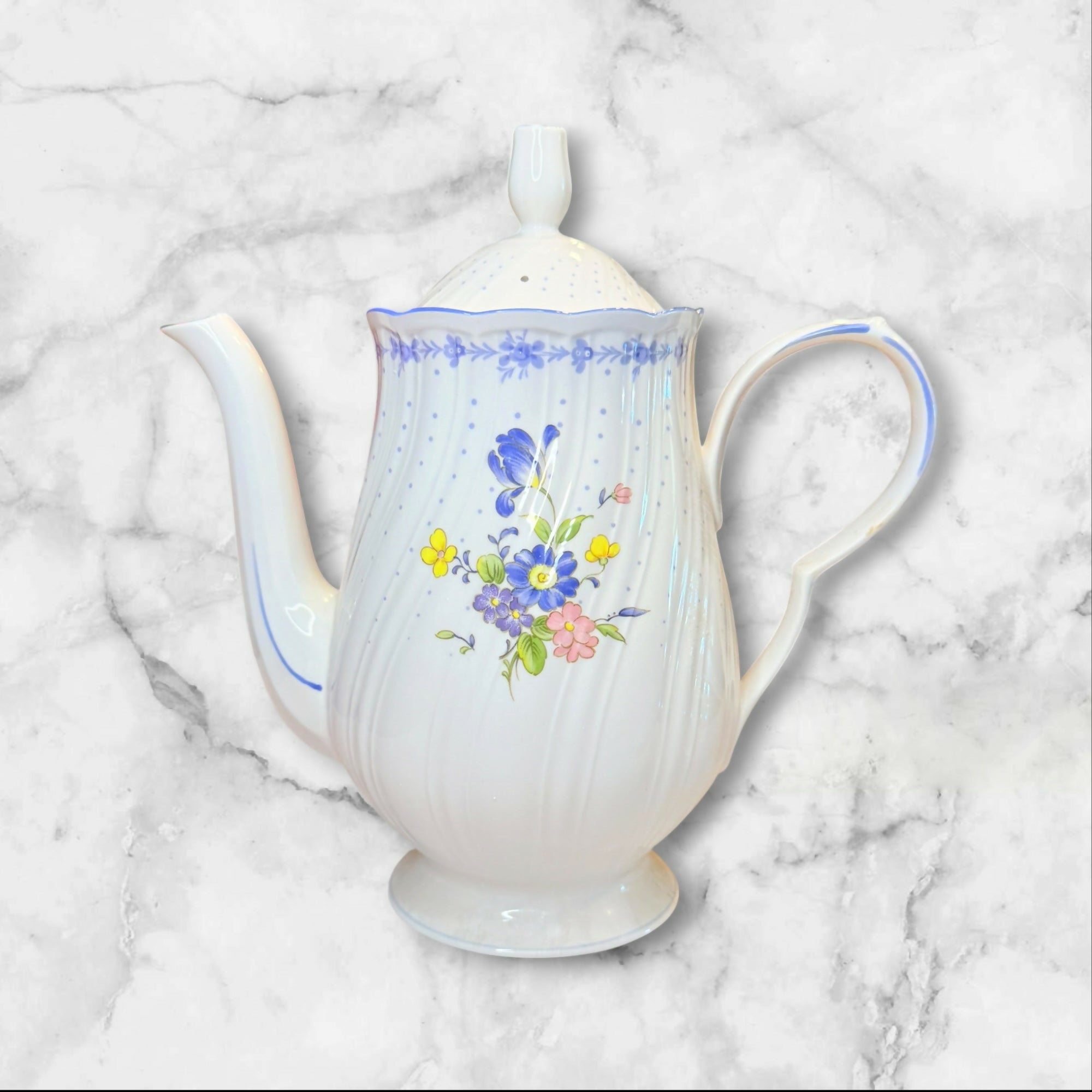 Nikko Blue Peony Coffee Pot with Lid | Excellent Condition | Japan