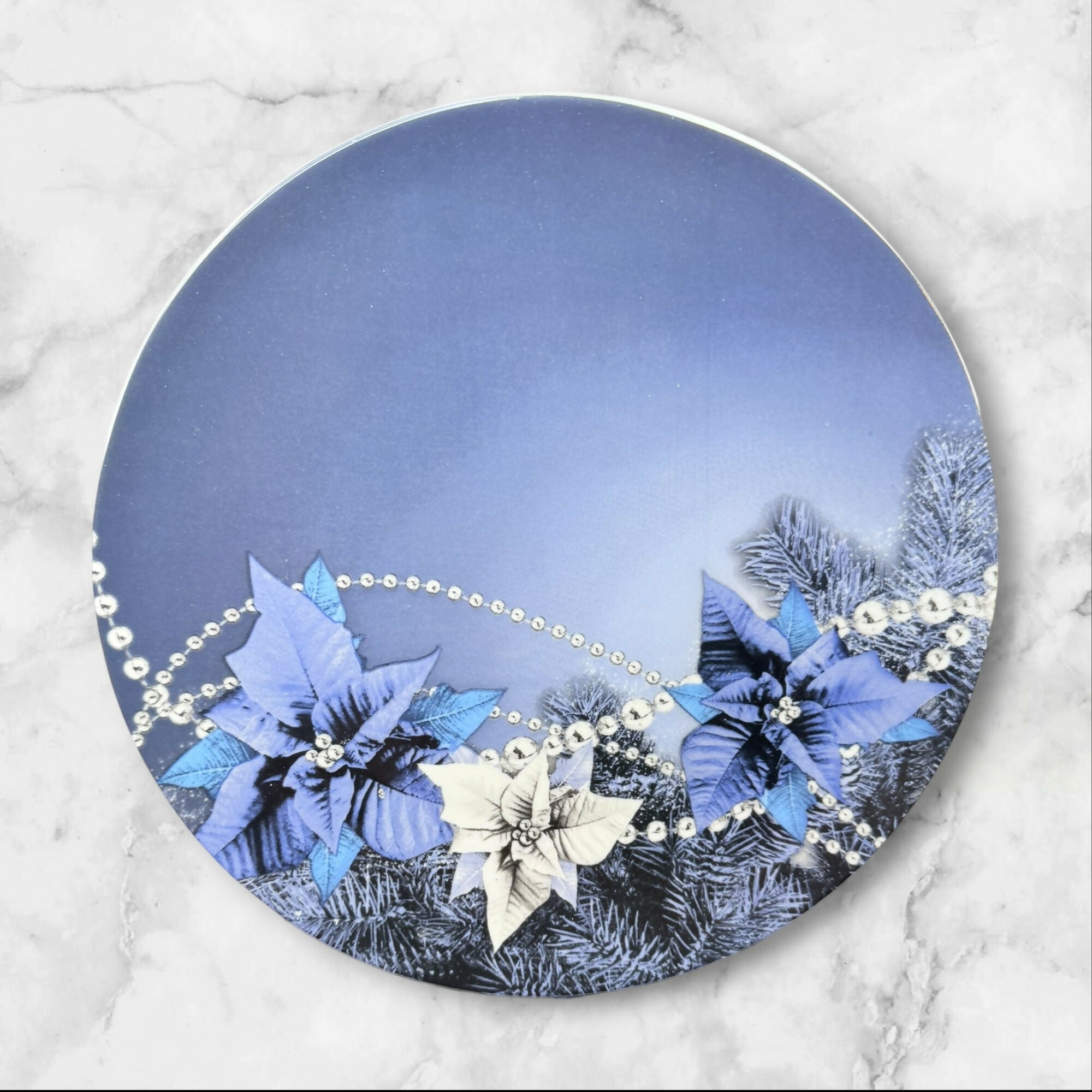 Blue Poinsettia Dinner Plates | Set of 4 | Great Condition