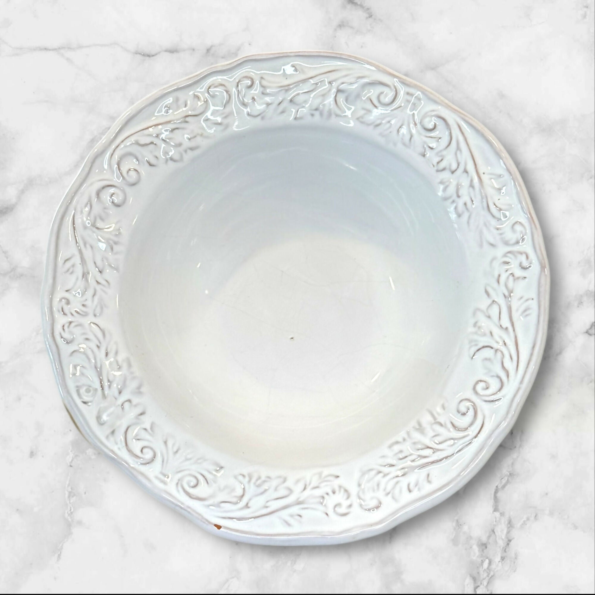 World Market White Provencal Bowls | Set of 2 | Good Condition