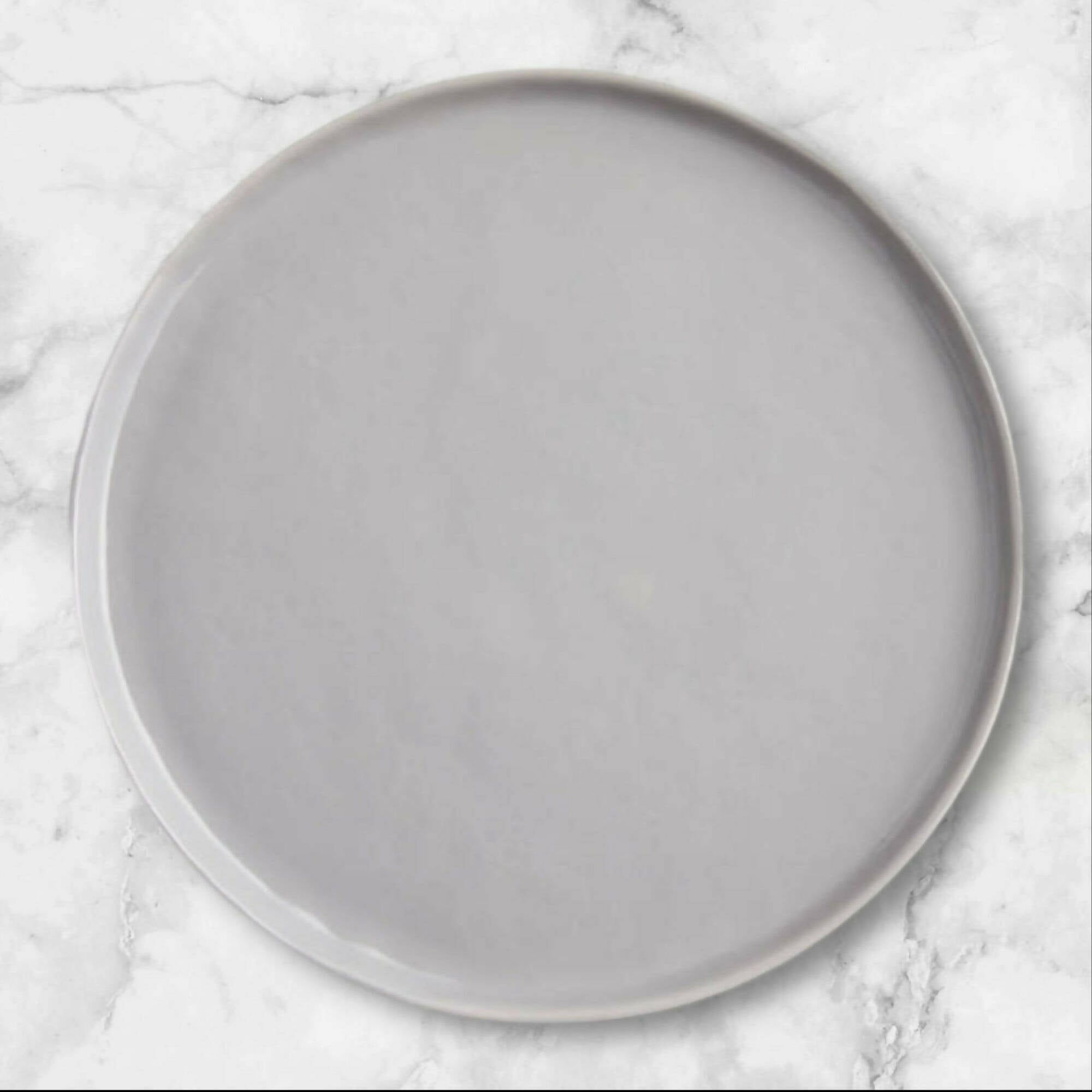 Crate & Barrel Mercer Grey Dinner Plates | 10.75” Porcelain Set of 4 | Excellent Condition