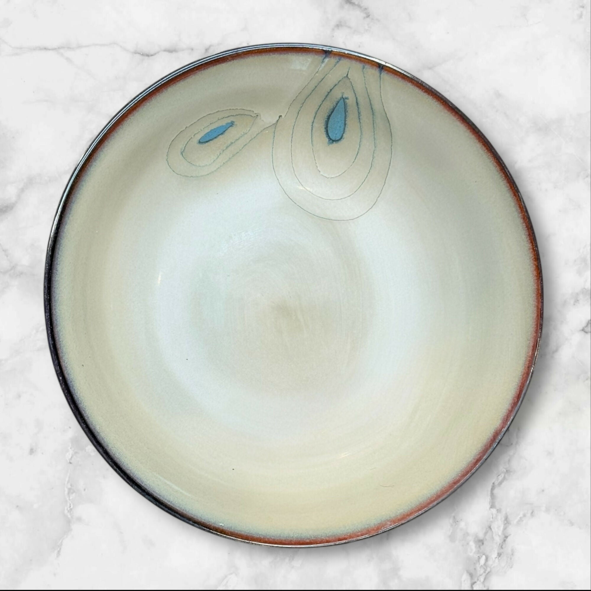 Pier 1 Teal Reactive Peacock Soup Cereal Bowls | Set of 4 | Excellent