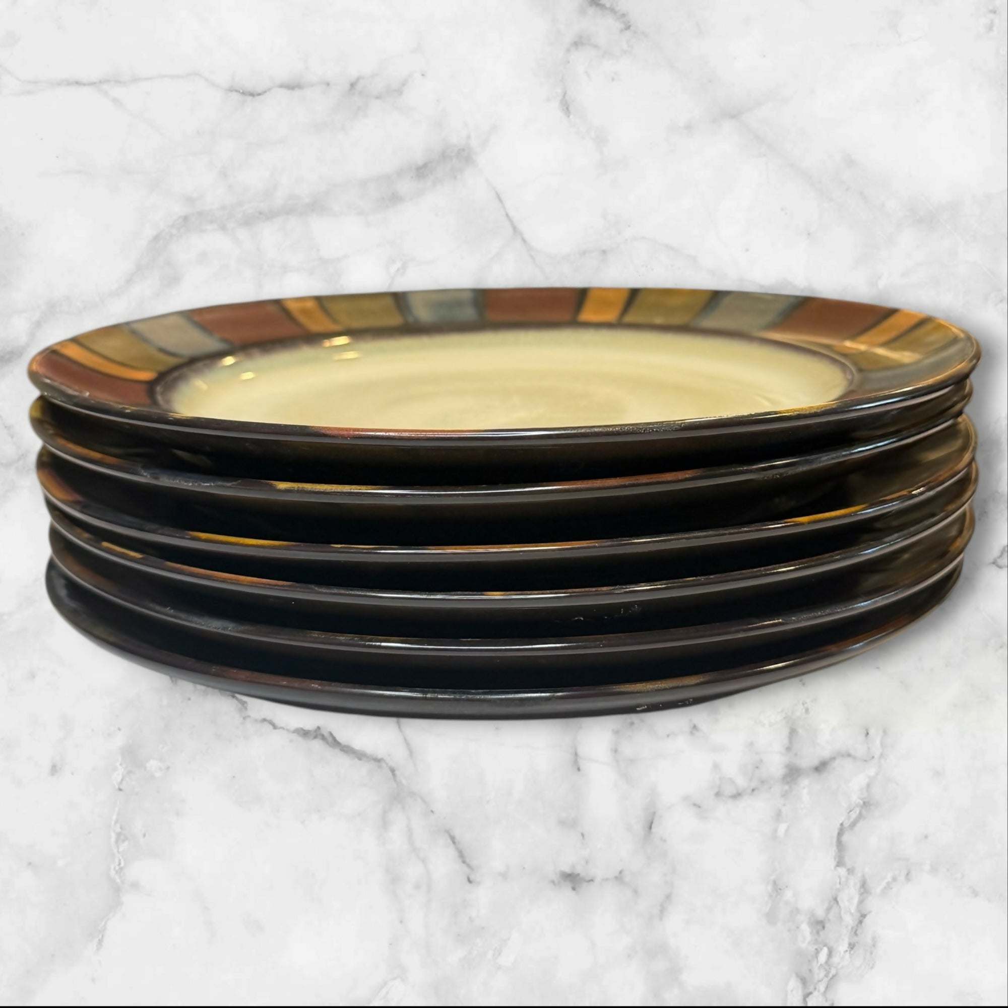 Pier 1 Mosaic Dinner Plates Set of 6 | Discontinued Stoneware | Gently Used