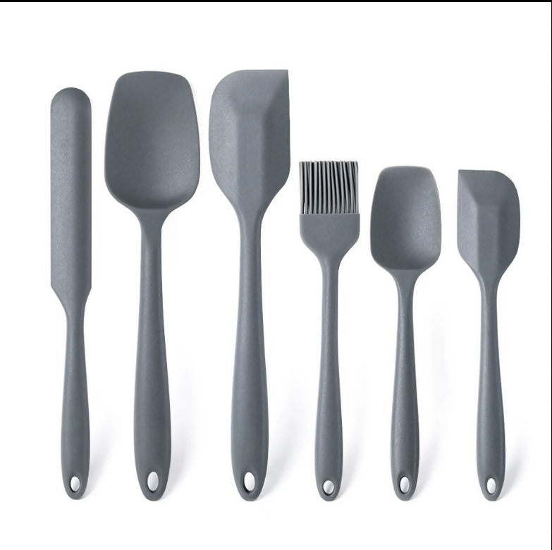 Anygleam Silicone Grey Seamless Spatula 6 Set Kitchen Accessories Baking Utensil Kit Bread Cake Mixing Tools Cooking Scraper Heat Resistant