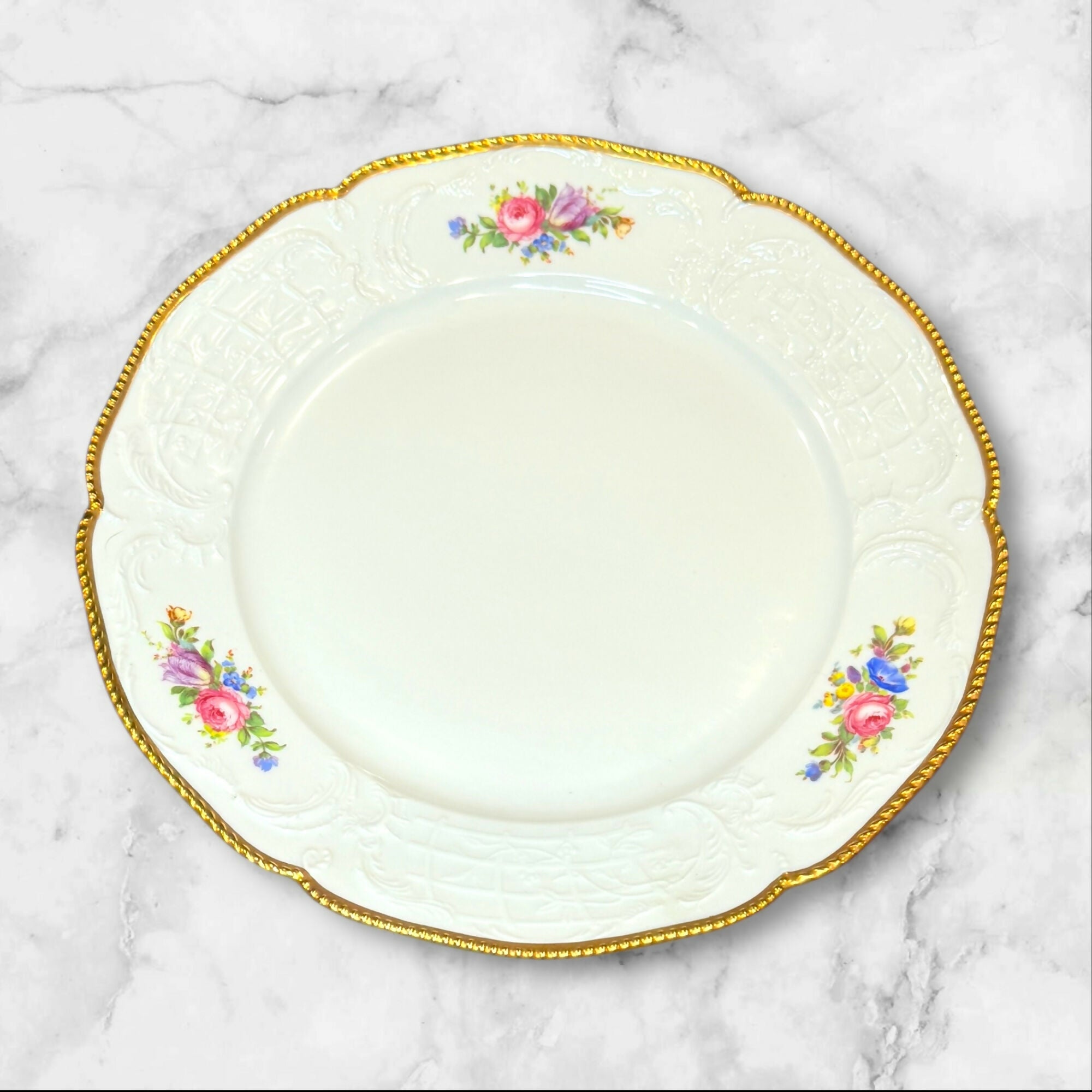 Rosenthal Sanssouci Ivory Gold Floral Dinnerware | Set of 8 | Excellent Condition