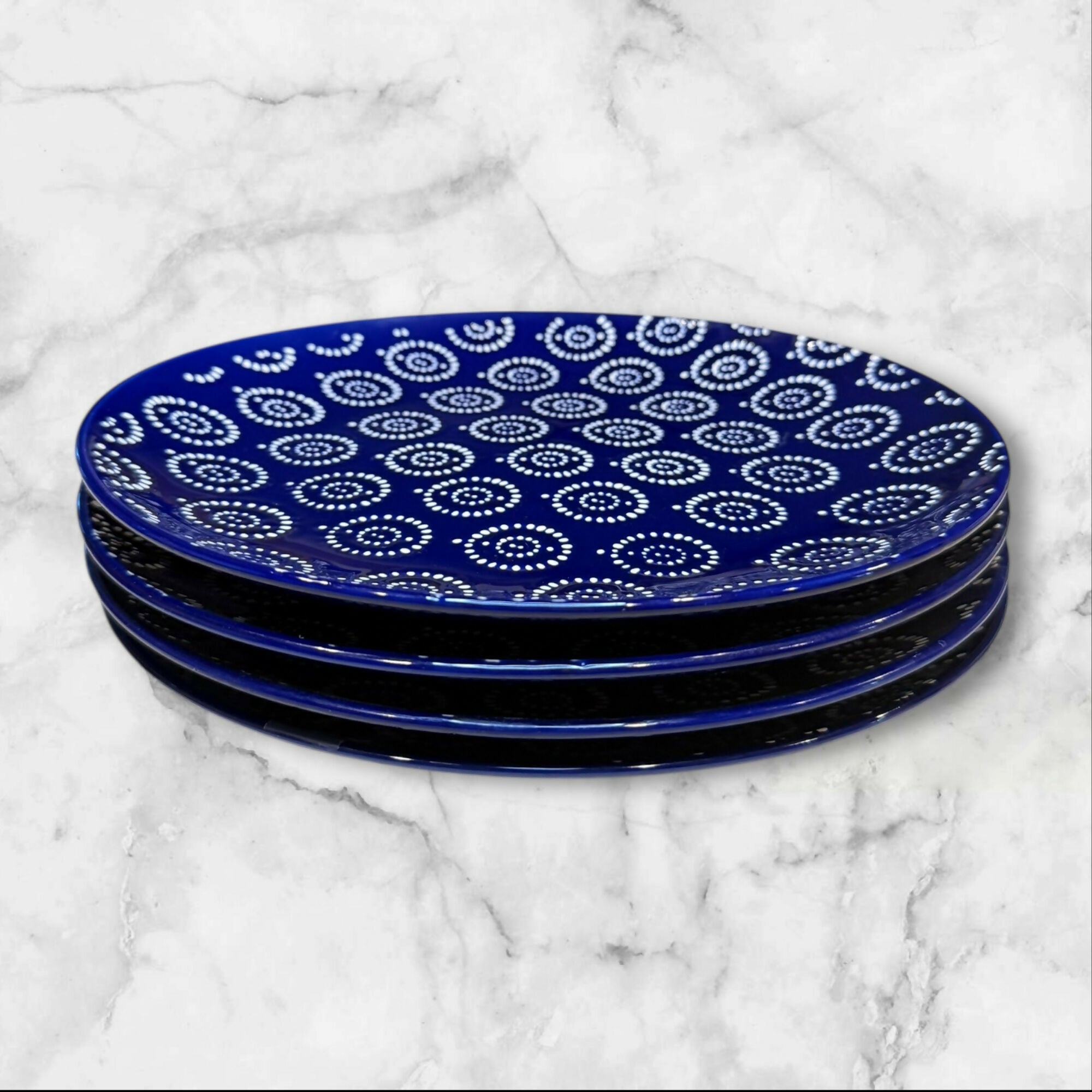 JCPenney Tangier Blue Dinner Plates | Set of 4 | Excellent Condition