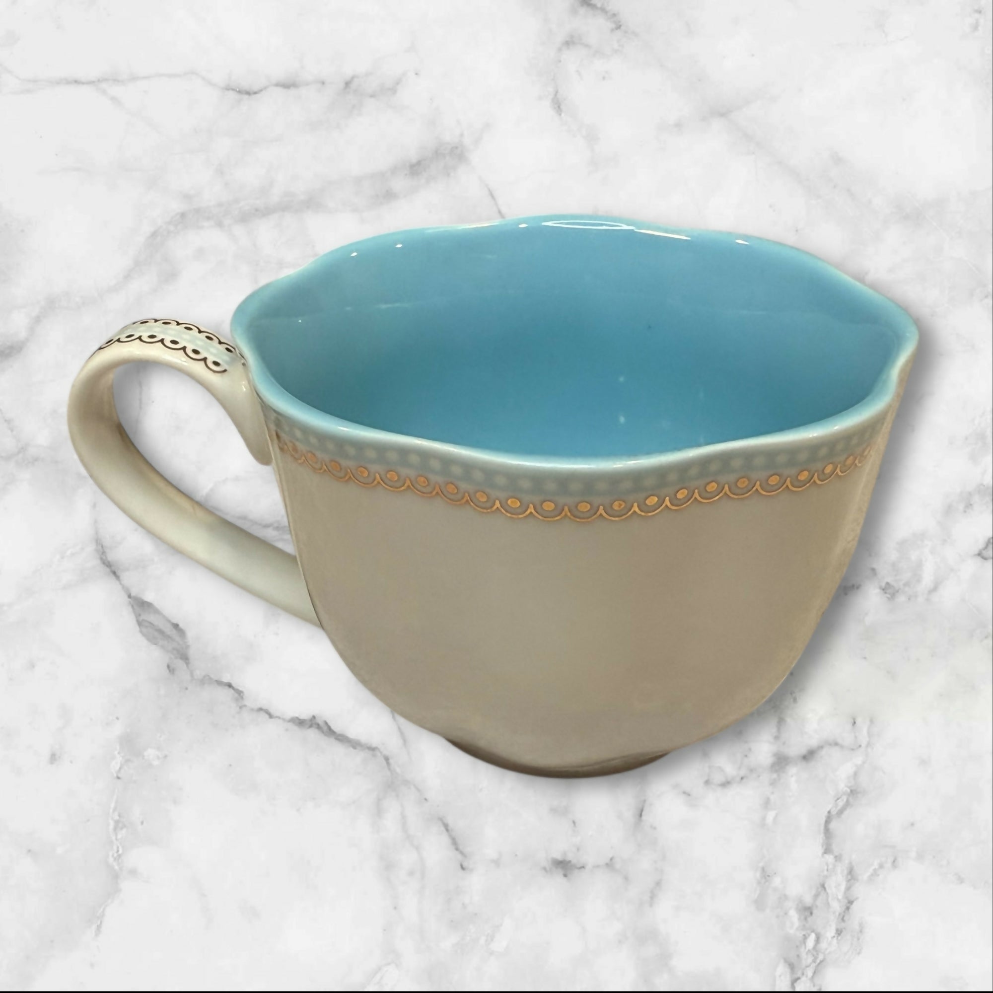 Grace’s Teaware Scallop Aqua Gold Cup & Saucer Set | Great Condition