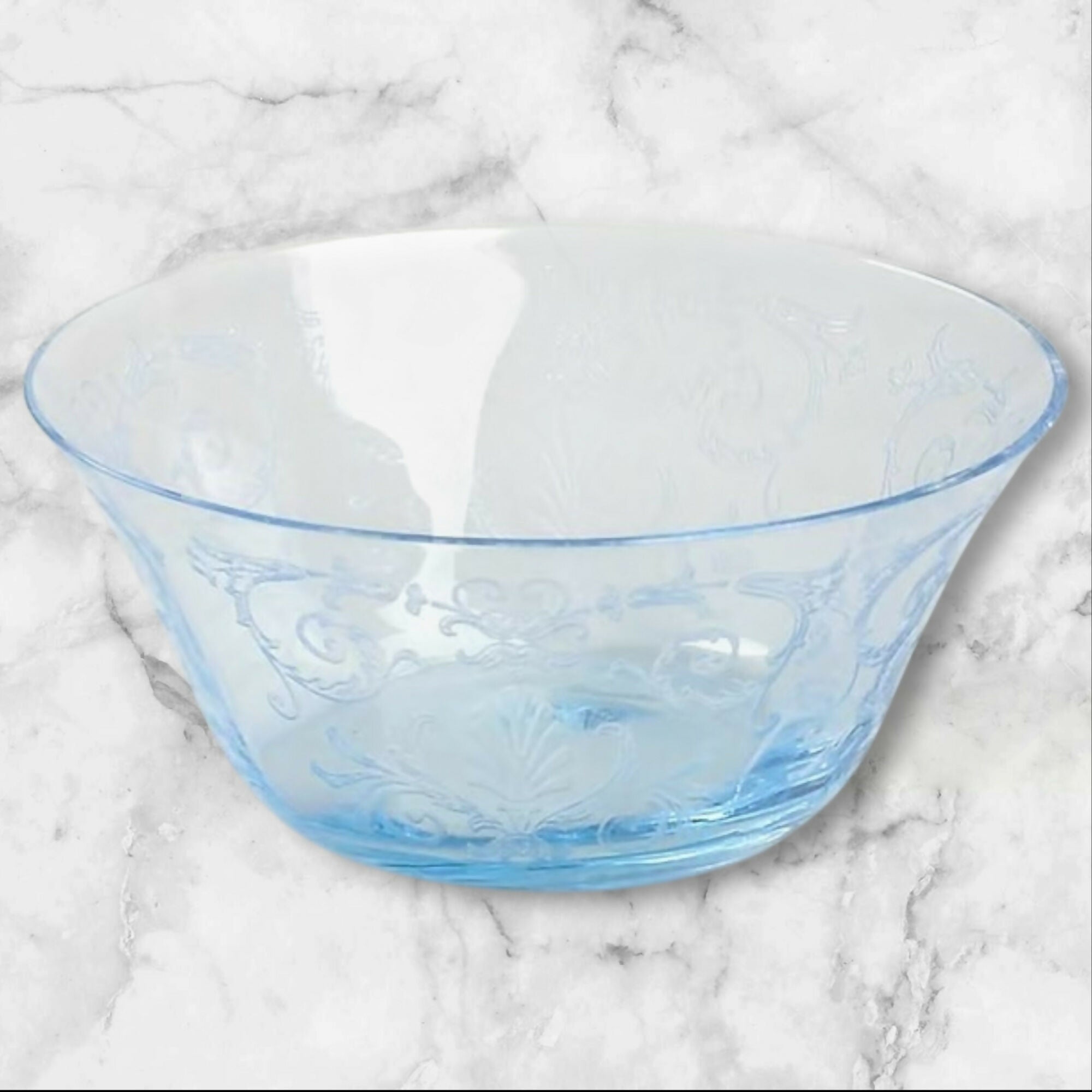 Fostoria Versailles Blue Finger Bowls & Underplates | Set of 4 | Great