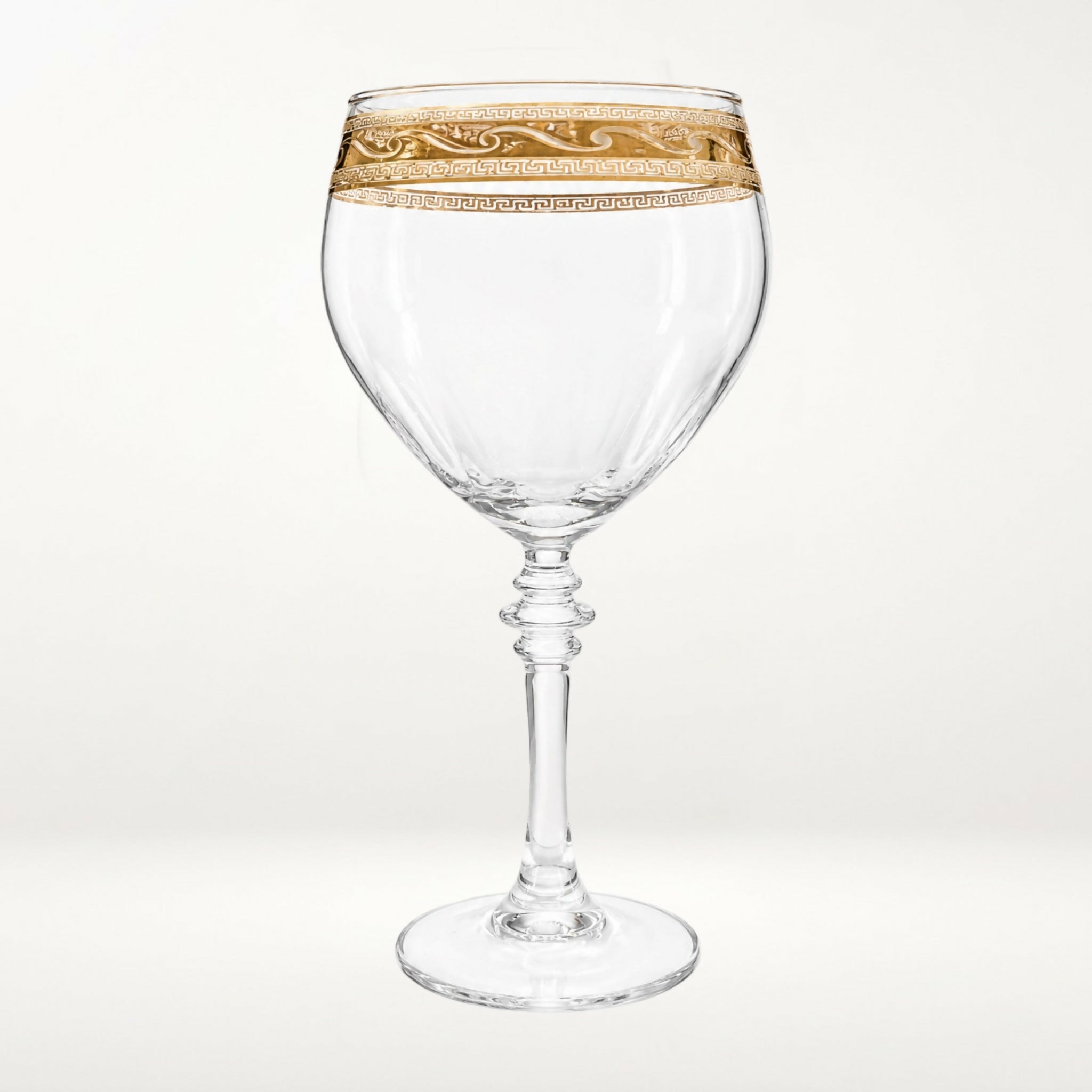 Gold Greek Key Scroll Wine Goblets | Set of 2 | Good Condition