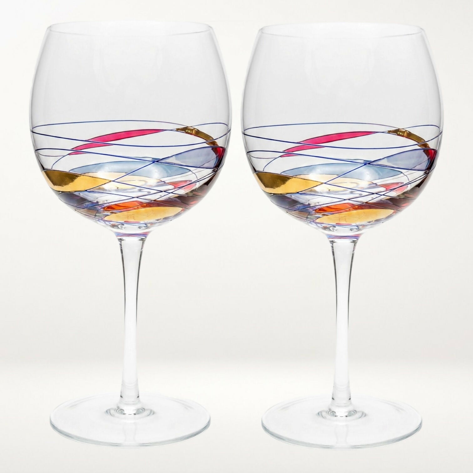 Artland Helios Hand Painted Wine Glasses | Set of 2 | Excellent Condition
