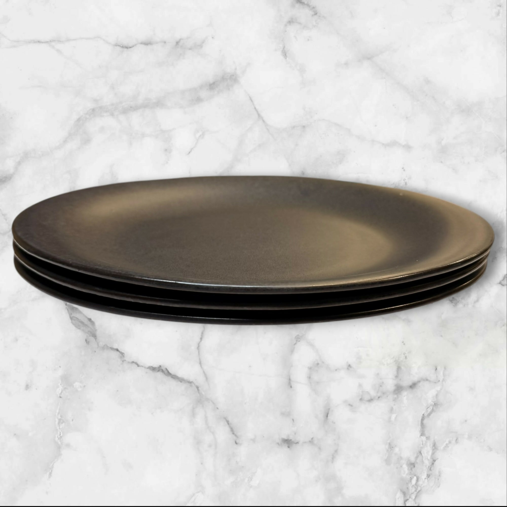 Pottery Barn Ellipse Black Dinner Plates | Set of 3 | Great Condition