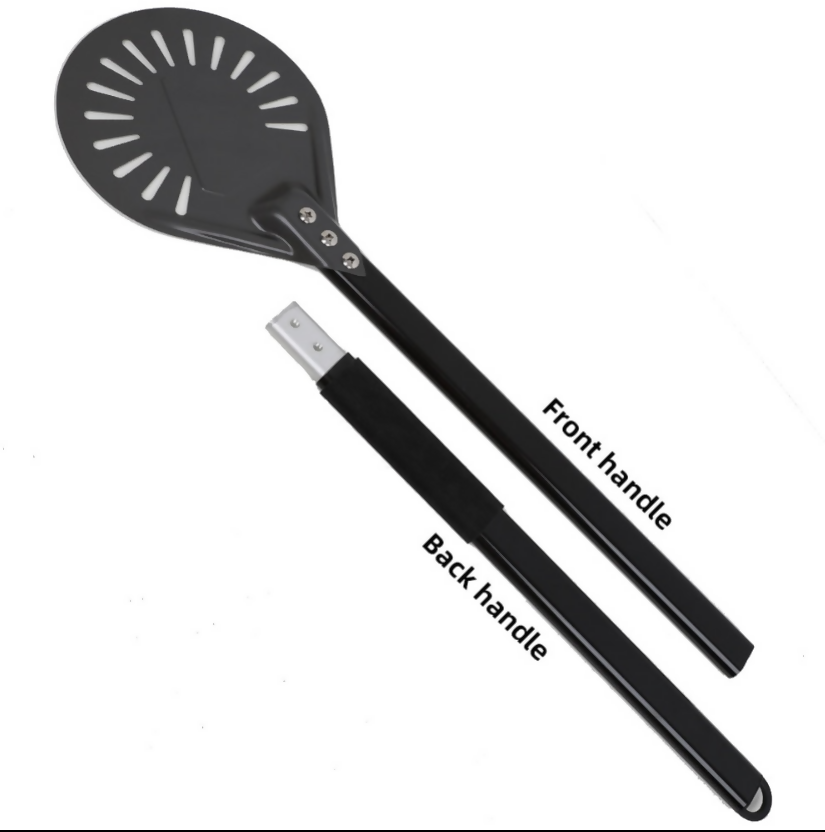Anygleam Pizza Shovel 110cm Dark Grey for Perforated Peel with Metal Handle Oven Turning Baking Accessory