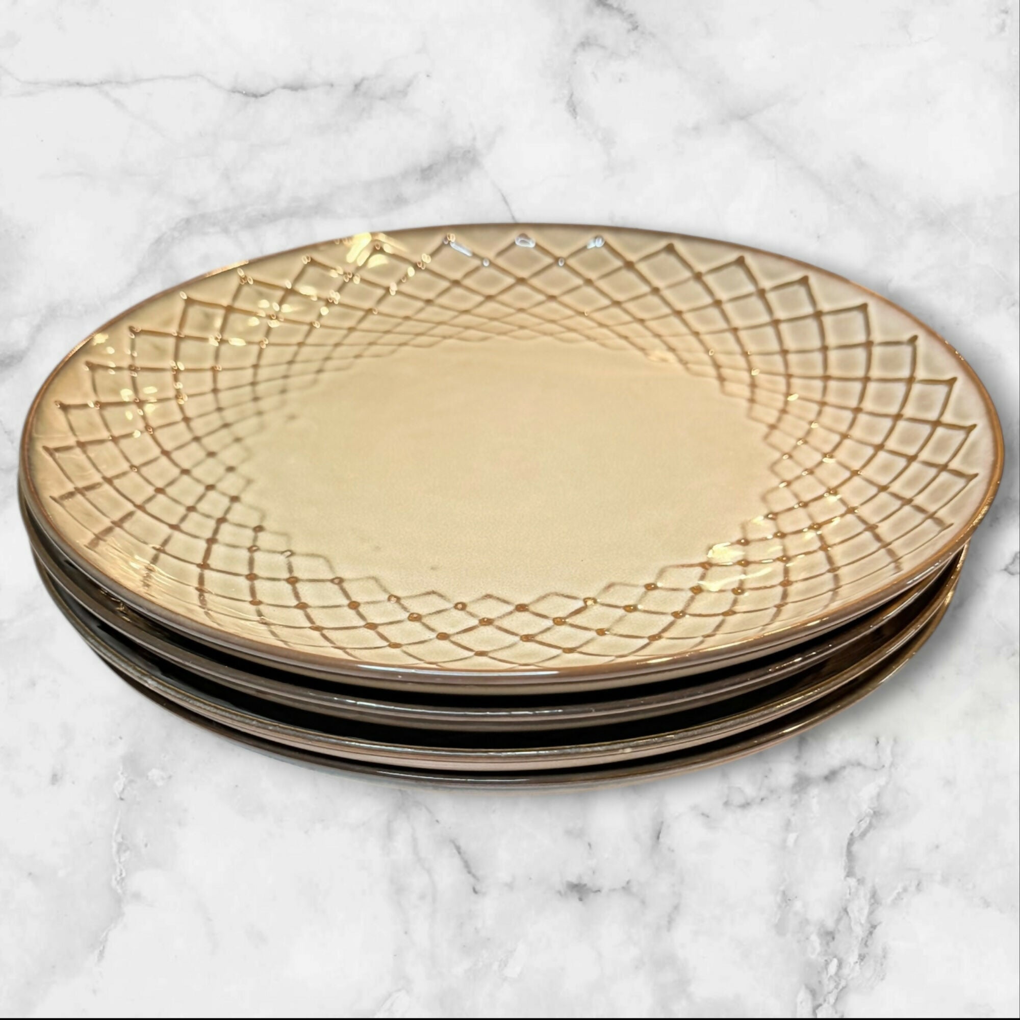 Pier 1 Reactive Dinner Plates Set of 4 Stoneware | Excellent Condition