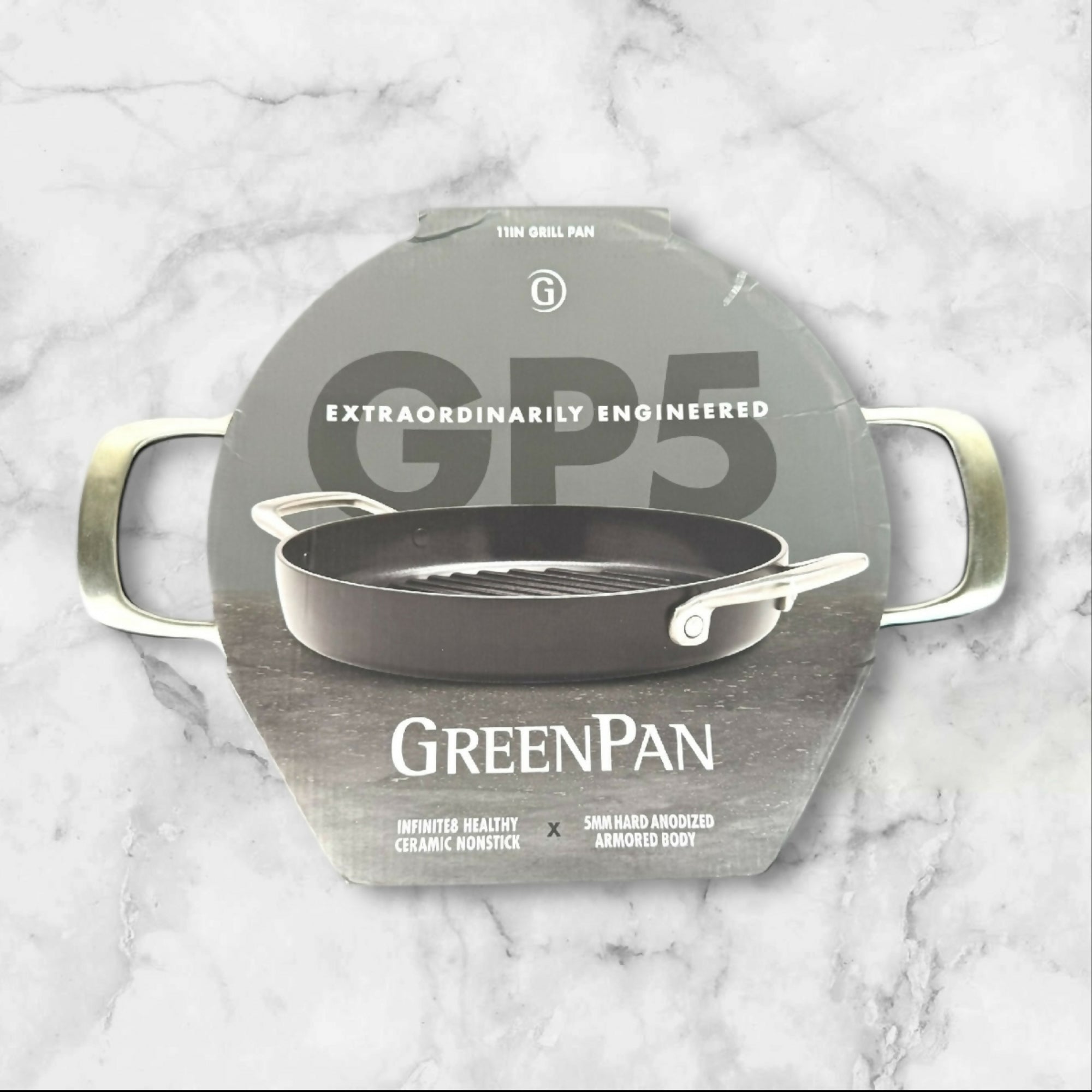 GreenPan GP5 Hard Anodized 11” Grill Pan | New Without Box | Ceramic Nonstick
