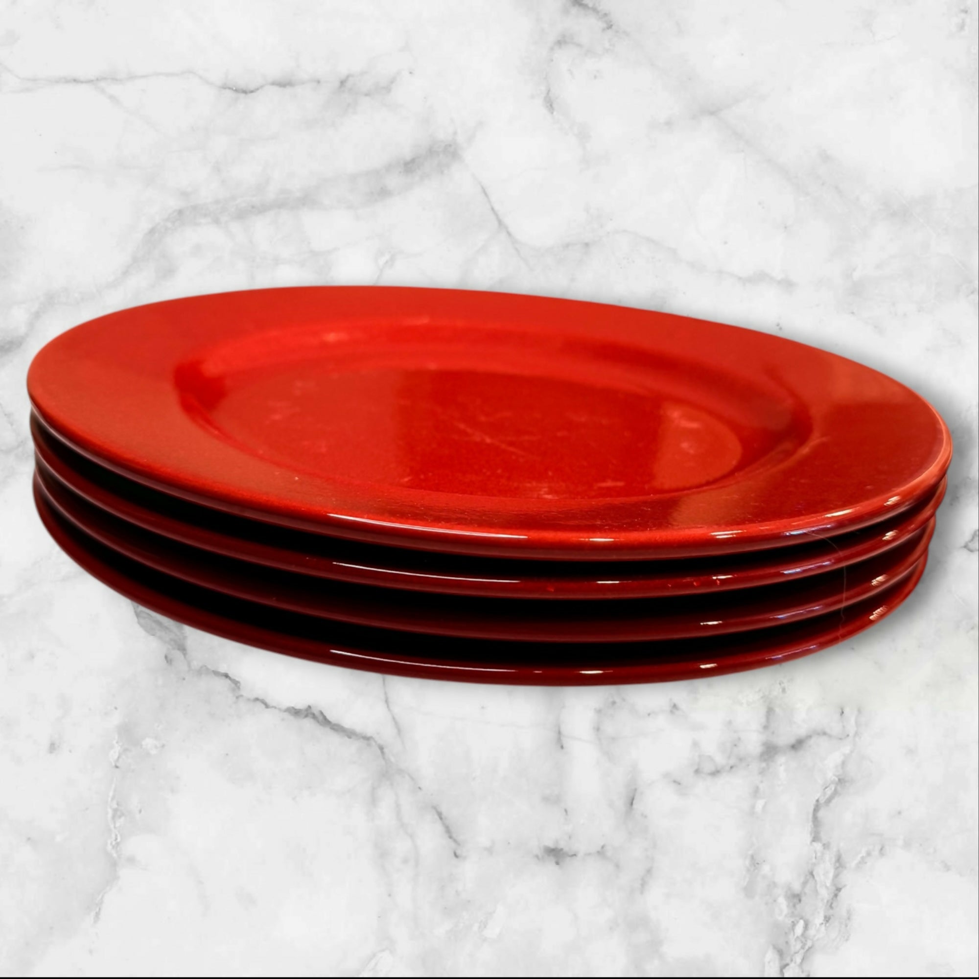Pier 1 Red Dinner Plates | Set of 4 | Fair Condition