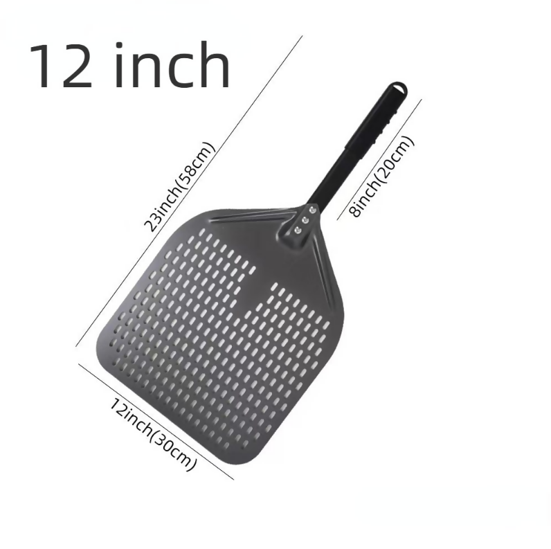 Anygleam Pizza Shovel 30 cm x 58cm Dark Grey for Perforated Peel with Metal Handle Oven Turning Baking Accessory