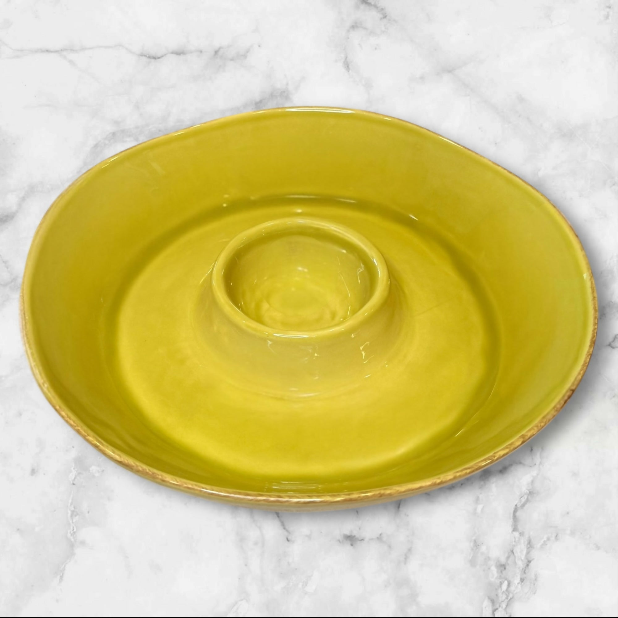 Crate & Barrel Marin Green Chip & Dip Bowl | 13.5” Serving Dish | Great Condition