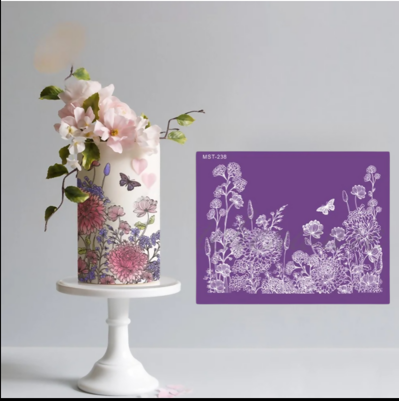 Anygleam Fondant Stencil Purple Butterfly Flower Mesh Lace Mould Cake Baking Tools