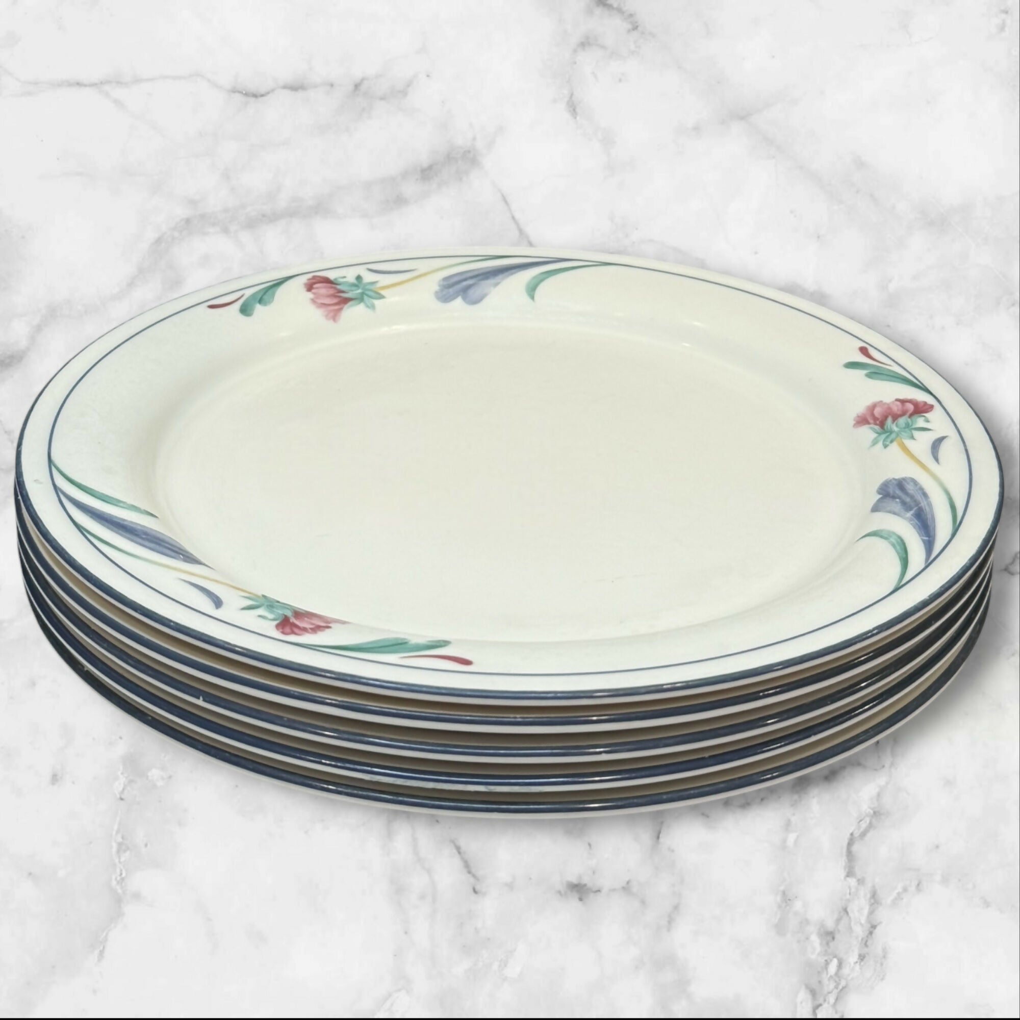 Lenox Poppies on Blue Dinner Plates | Set of 5 | Excellent Condition