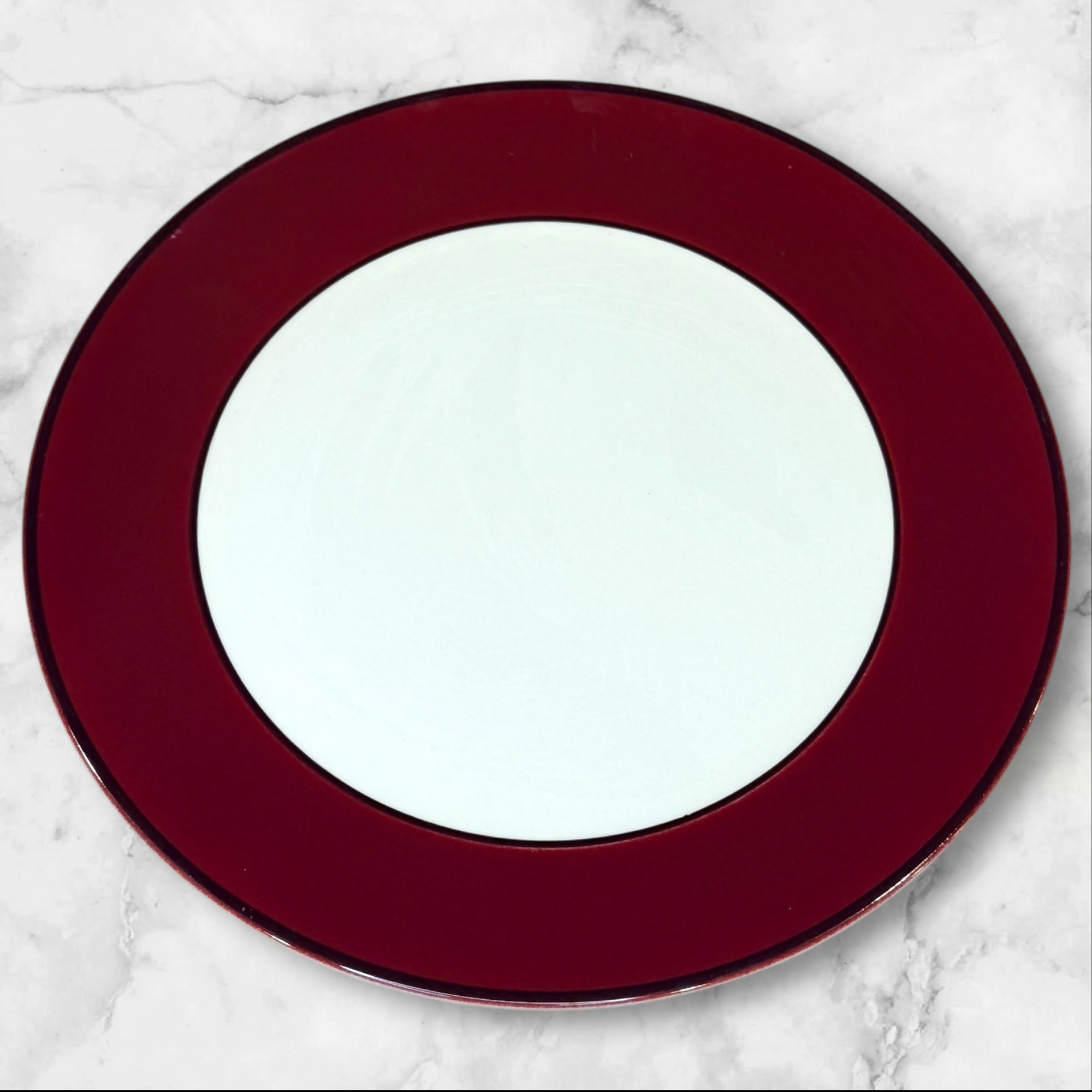 Pagnossin Treviso Maroon Rim Dinner Plates | Set of 4 | Good Condition
