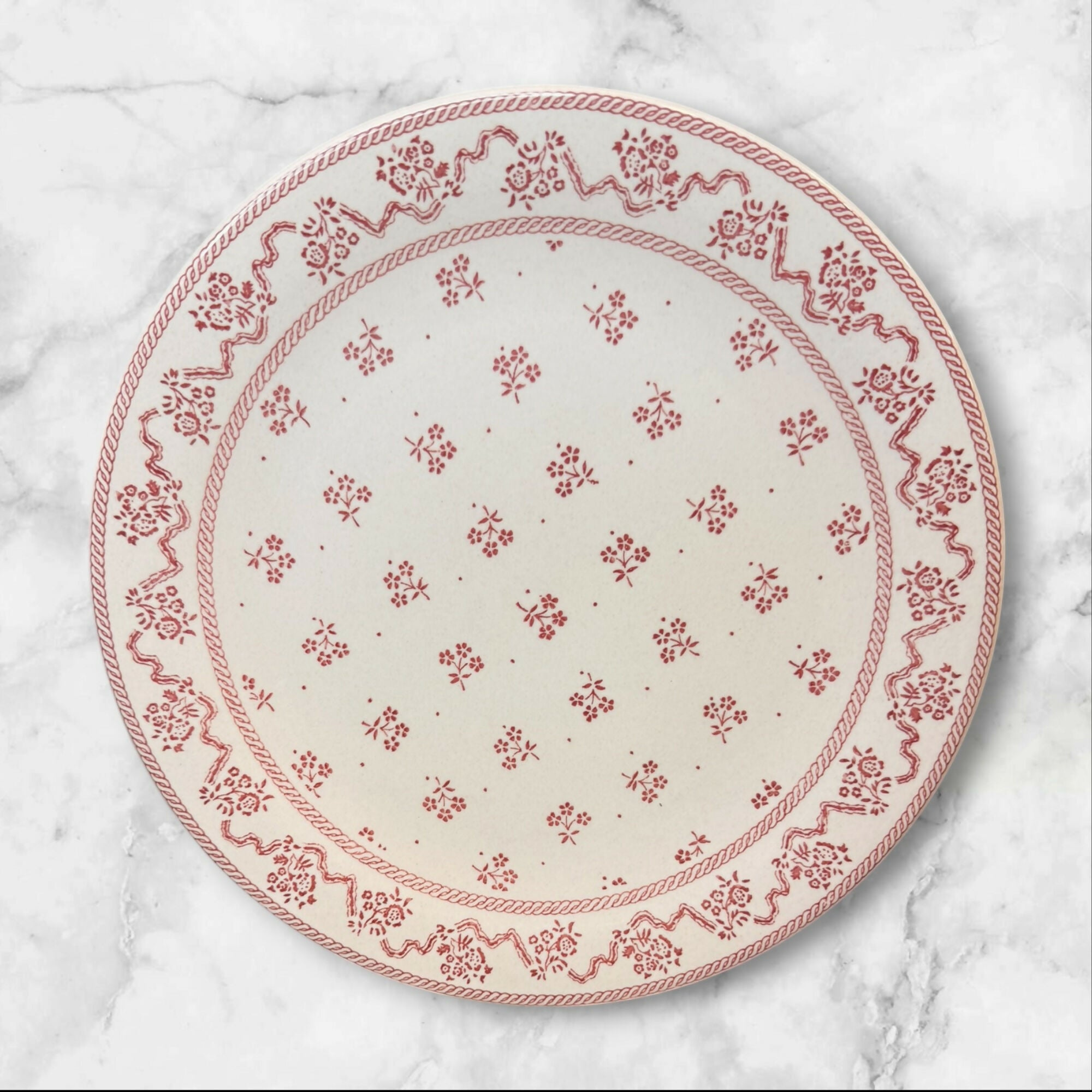 Johnson Brothers Petite Fleur Burgundy Pink Dinner Plates | Set of 4 | Great Condition