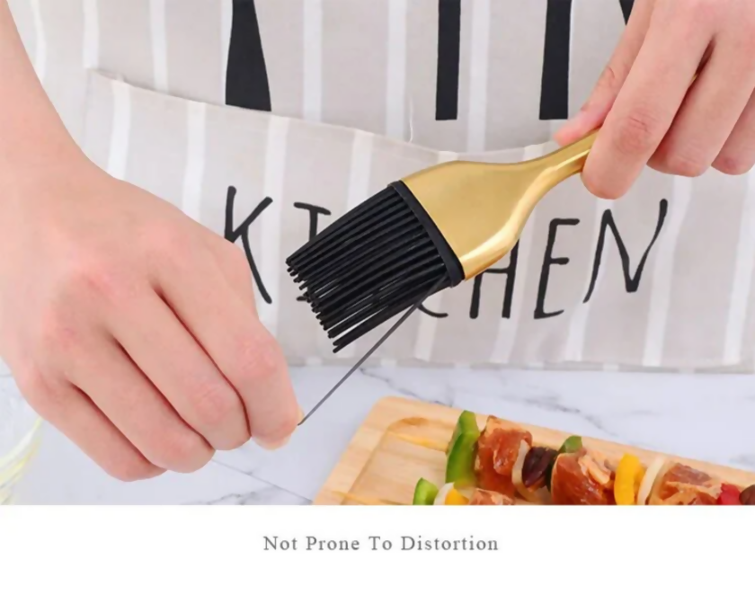 Anygleam BBQ & Baking Brush – Gold Bristles, Stainless Steel Handle