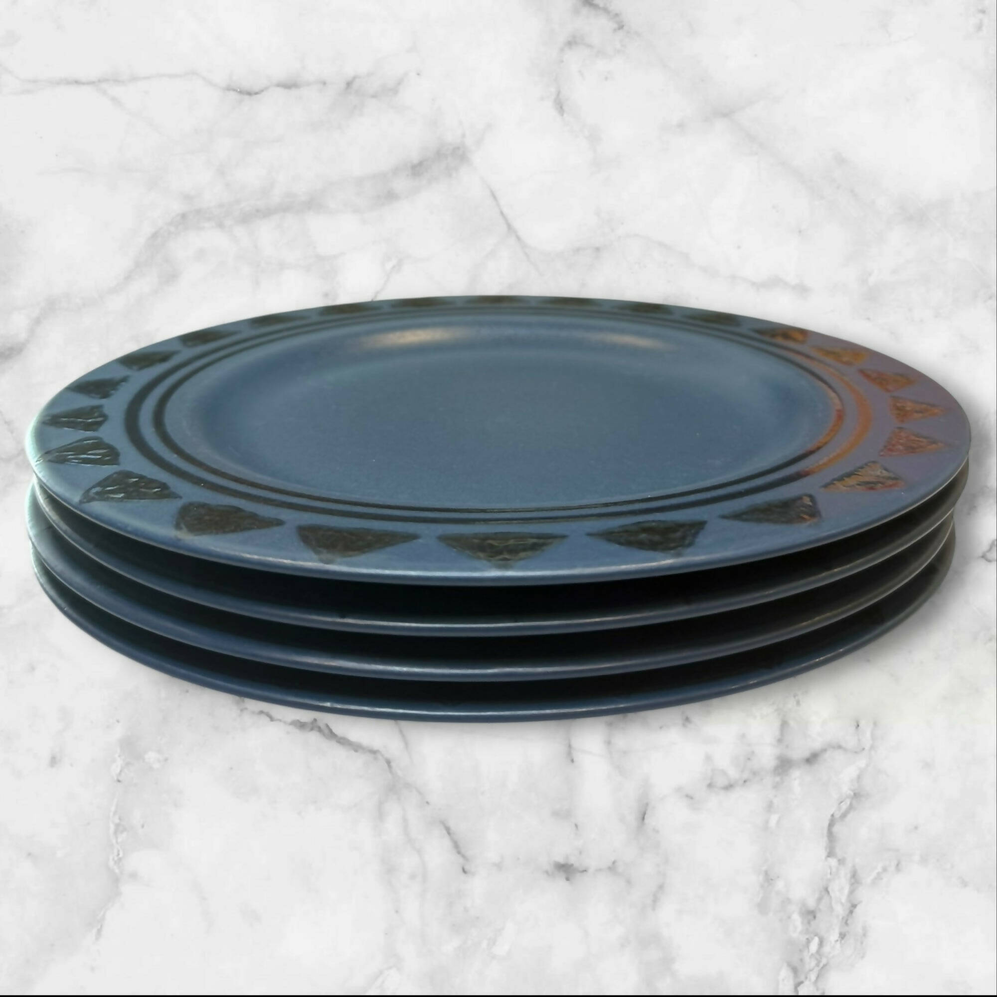 Pfaltzgraff Morning Light Dinner Plates Blue Stoneware | Set of 4 | Excellent