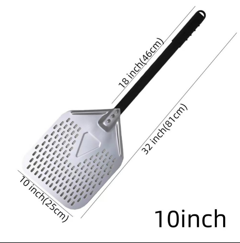 Anygleam Pizza Shovel 25cm X 81cm Silver for Perforated Peel with Metal Handle Oven Turning Baking Accessory