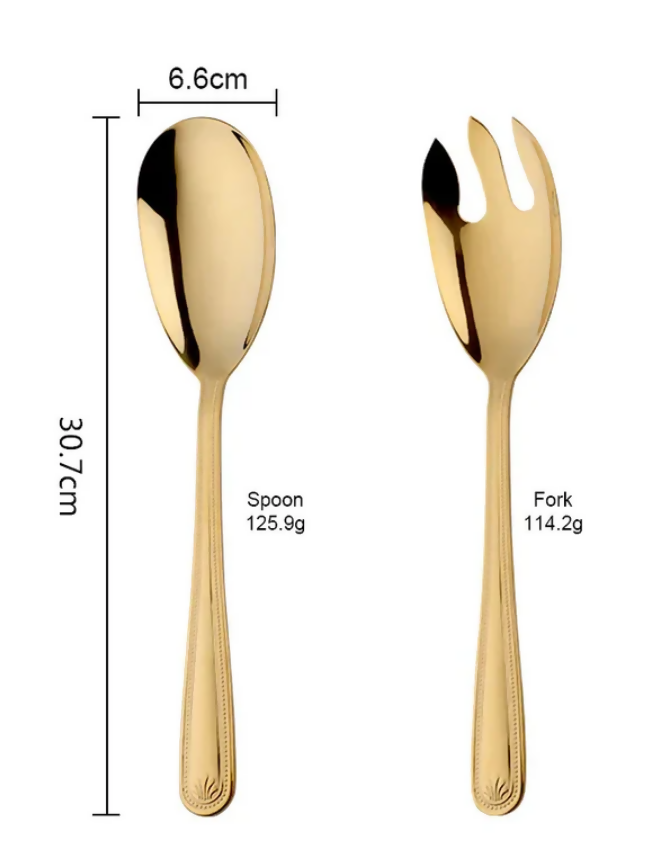 Anygleam Gold Giant Spoon & Fork Set – 2-Piece Stainless Steel
