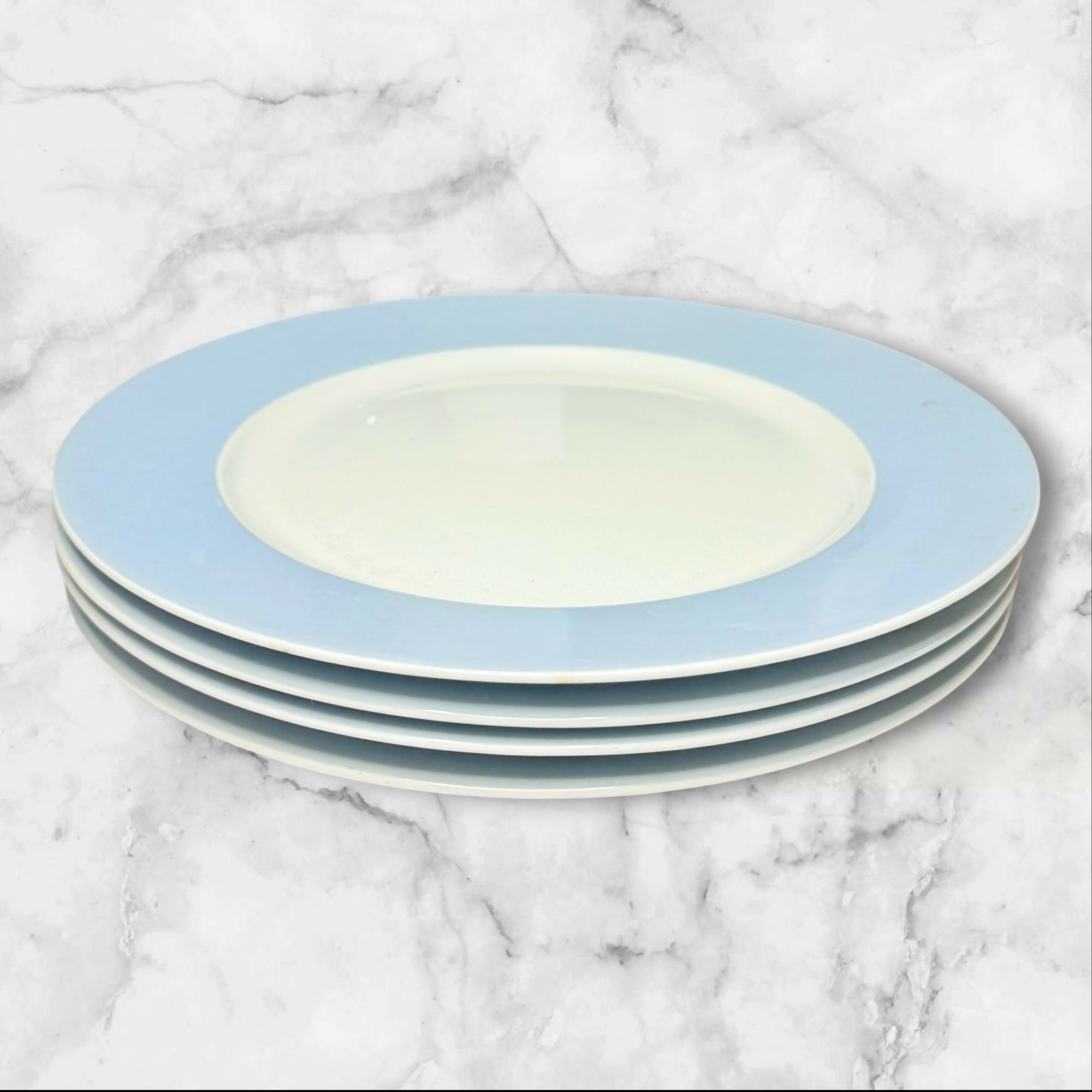 IKEA 365+ Blue Rim Dinner Plates | Set of 4 | Modern Stoneware | Great Condition