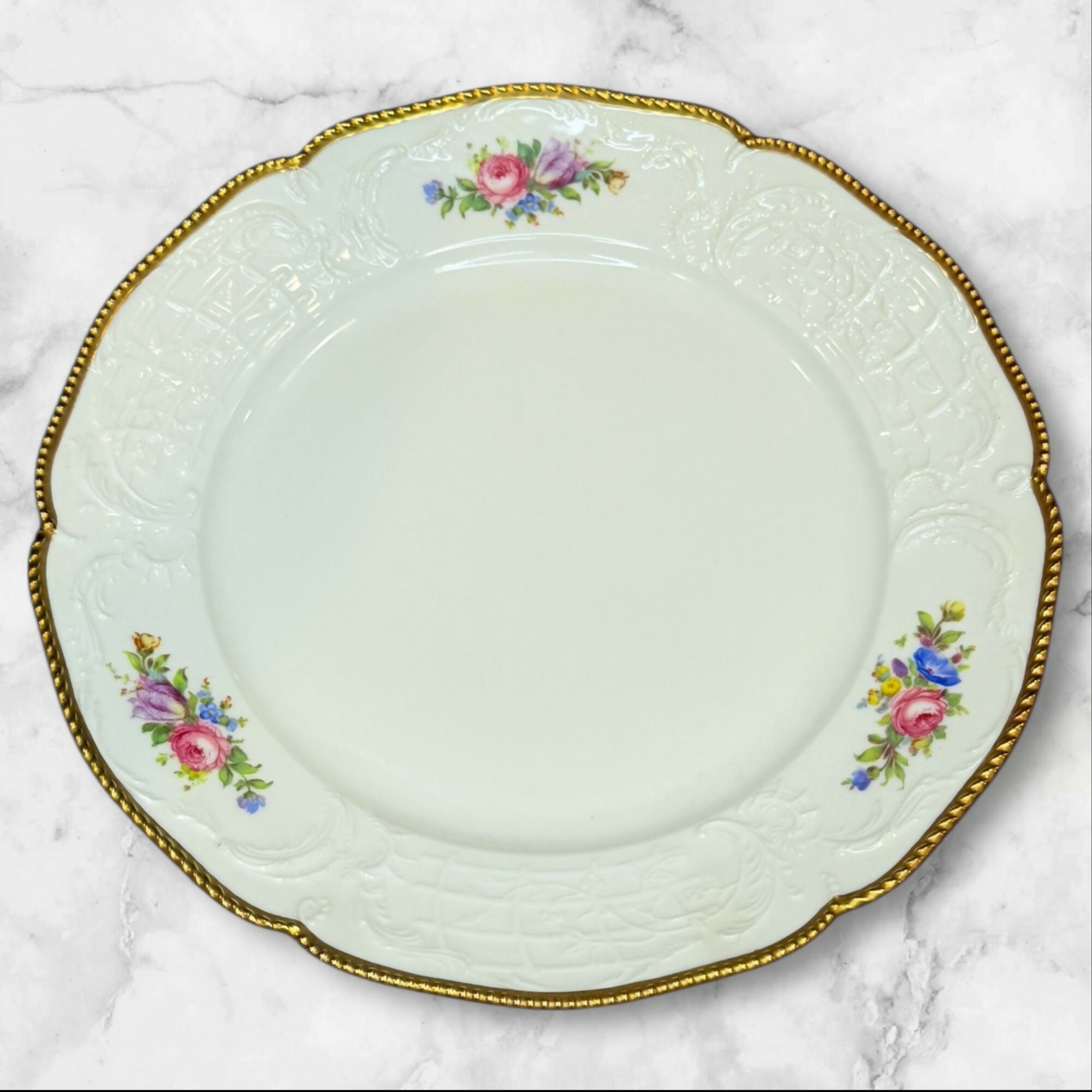 Rosenthal Sanssouci Ivory Gold Floral Dinnerware | Set of 8 | Excellent Condition