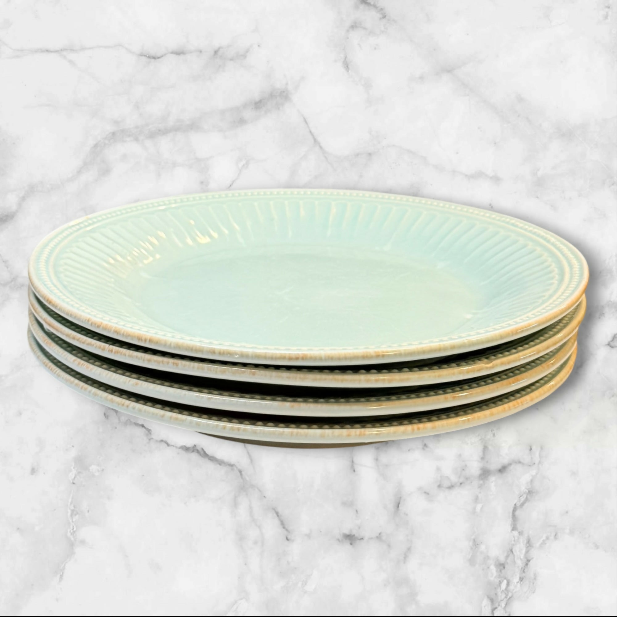 Lenox French Perle Groove Ice Blue Dinner Plates Set of 4 | Good Condition