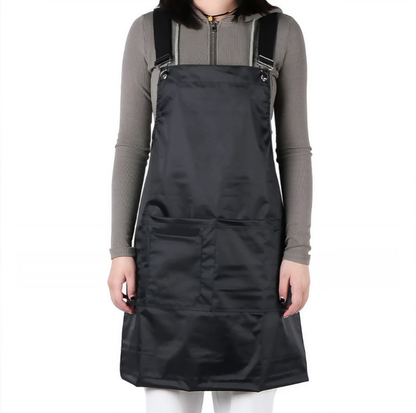 Anypron Black Work Apron with Pockets for Chef Stylist Florist