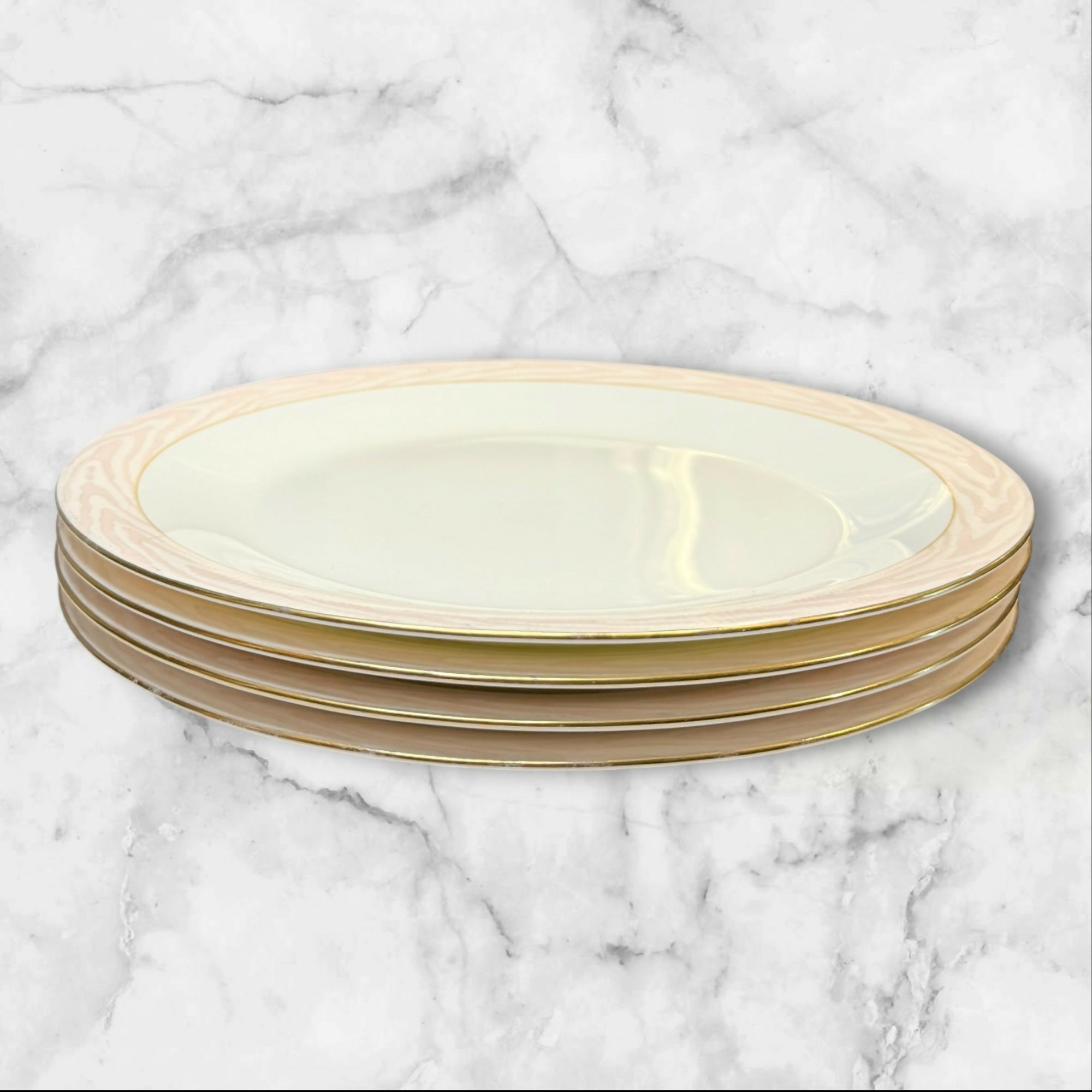 Mikasa Silk Moire Dinner Plates Set of 4 | Great Condition | Pink Rim
