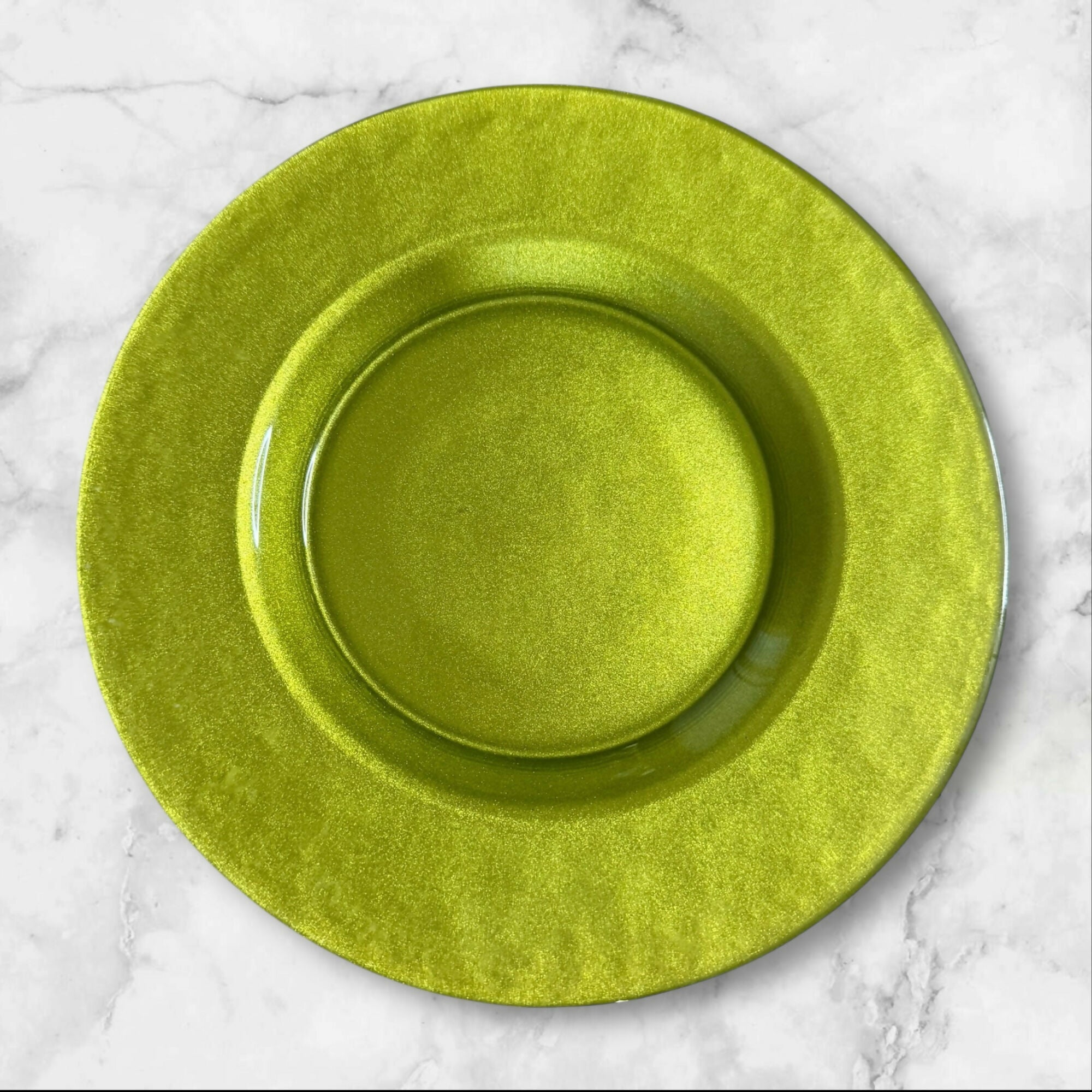Green Glass Shimmer Salad Plates | Set of 5 | Great Condition | Modern Tableware