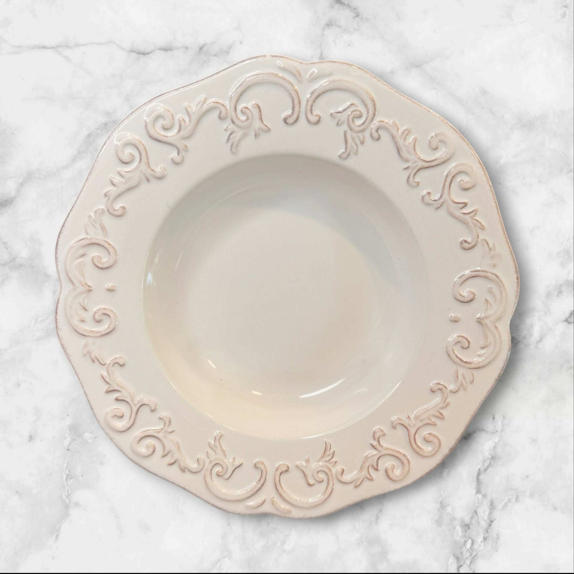 Sur La Table Baroque Embossed Pasta Bowls | Set of 4 | Gently Used