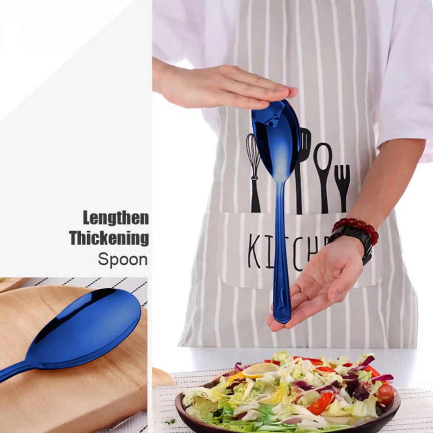 Anygleam Blue Giant Spoon & Fork Set – 2-Piece Stainless Steel
