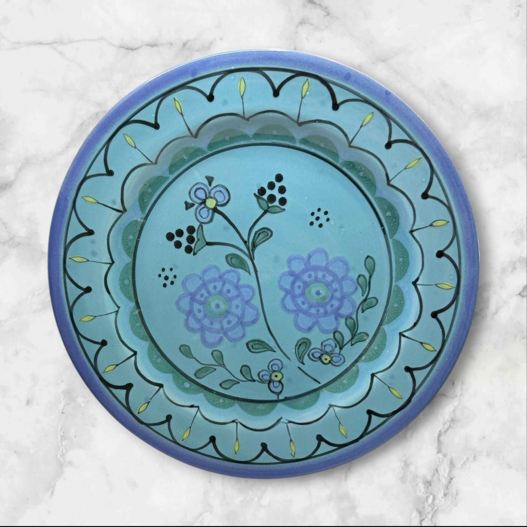 Anthropologie Hand Painted Boho Dinner Plates | Set of 4 | Excellent