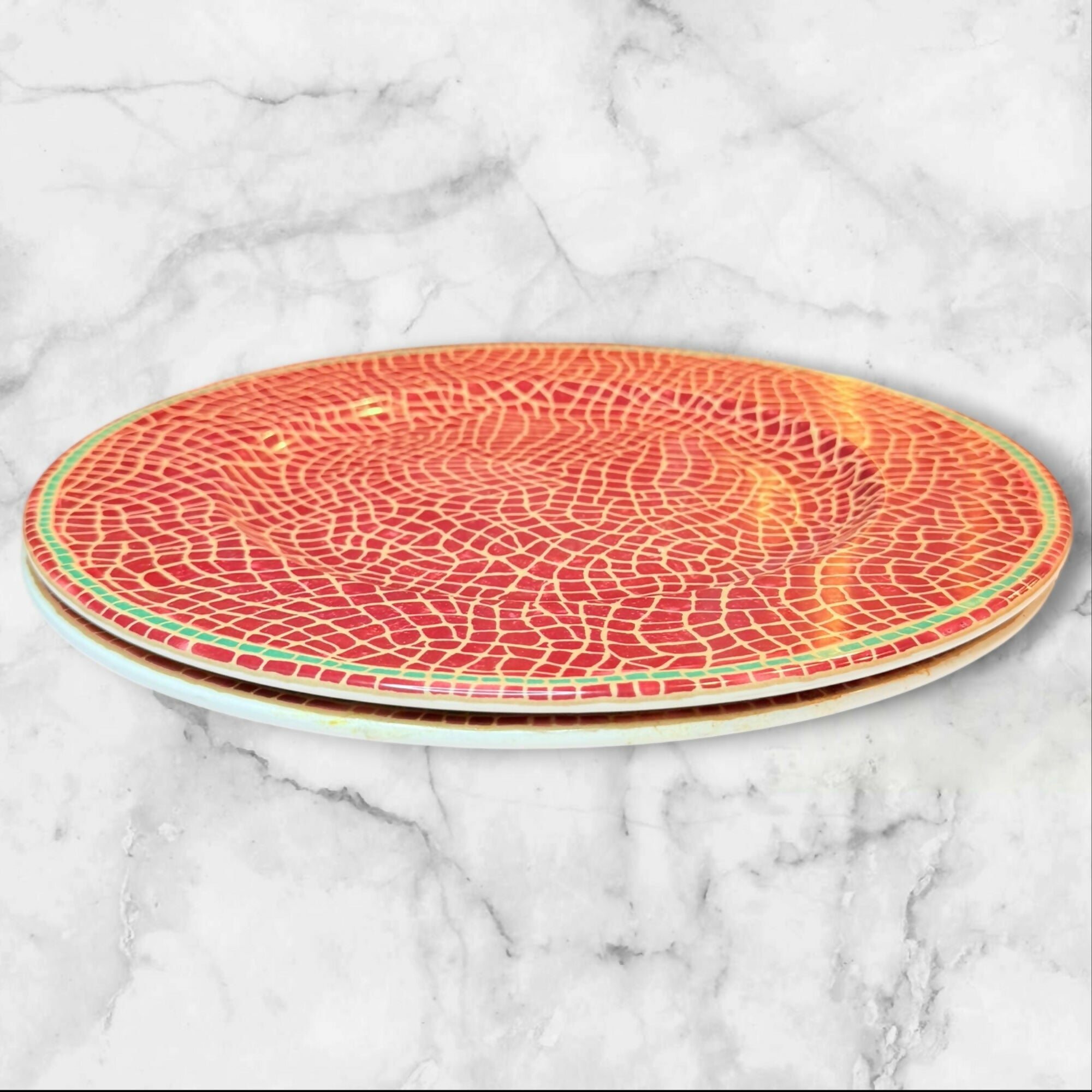 Pier 1 Mosaic Fruit Chop Platters 12.5” | Set of 2 | Good Used
