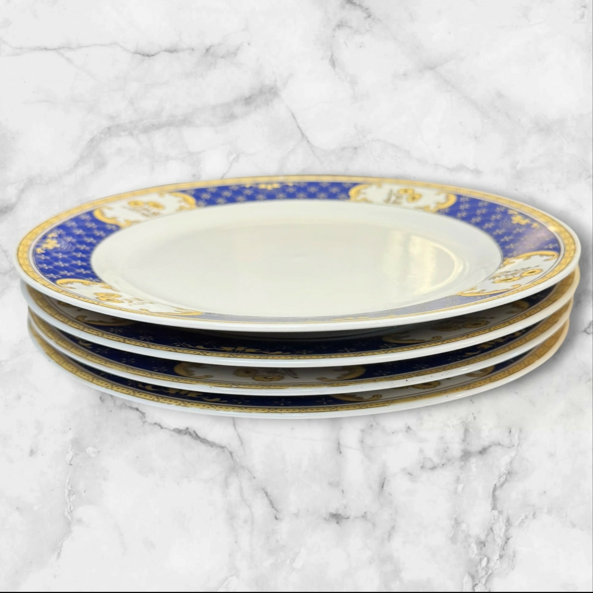 Bohemia Original Cobalt Gold Trim Dinner Plates | Set of 4 | Great Condition