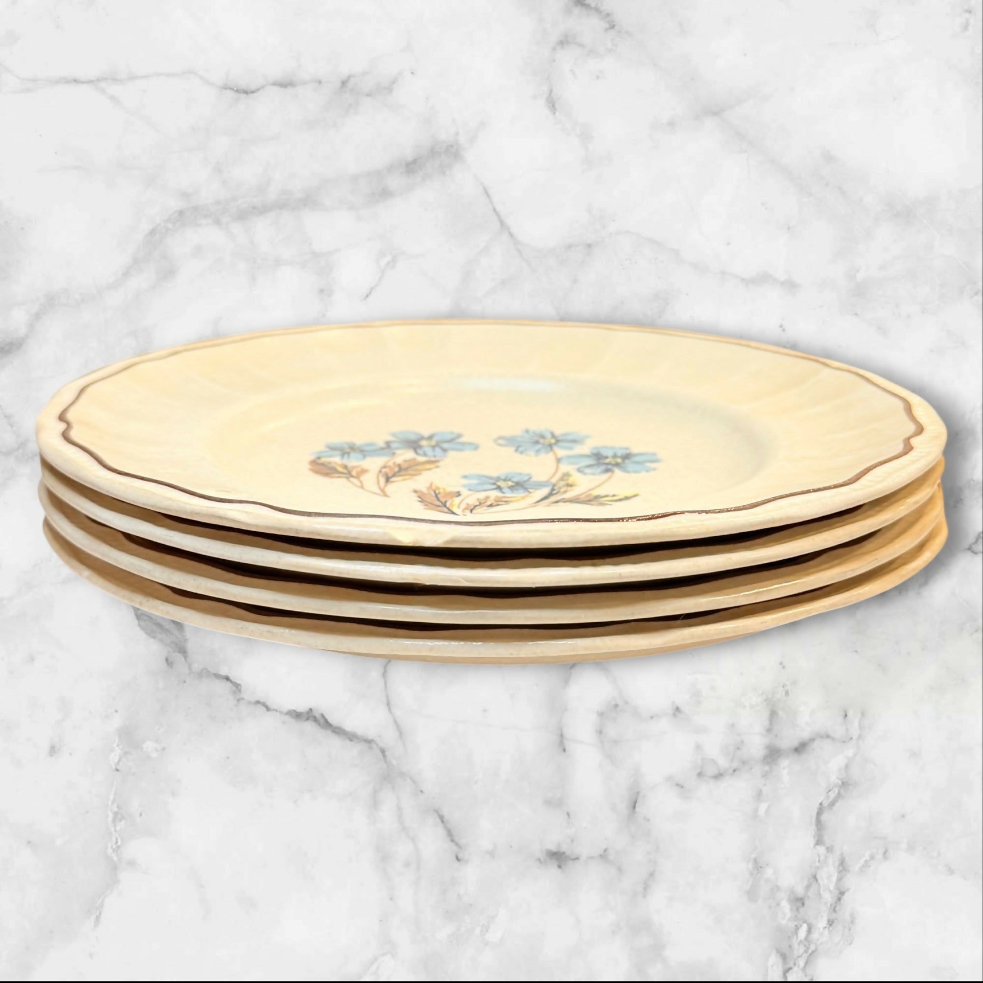 Kensington England Blue Floral Ironstone Dinner Plates Set of 4 | Good Condition