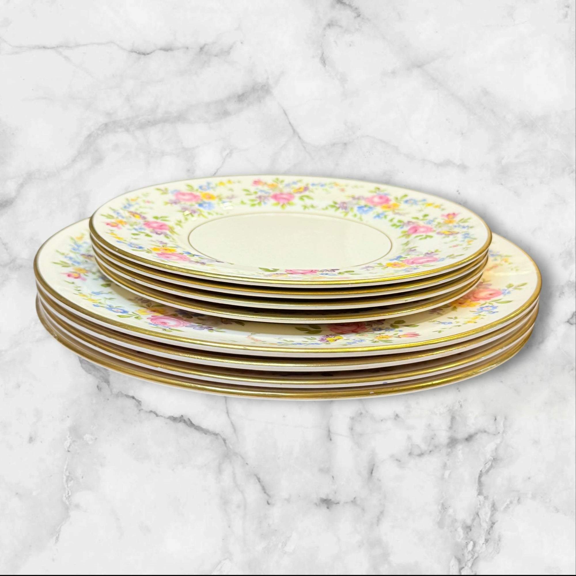 Simpsons Elizabeth Rose Floral Dinnerware Set | Set of 8 | Vintage Condition