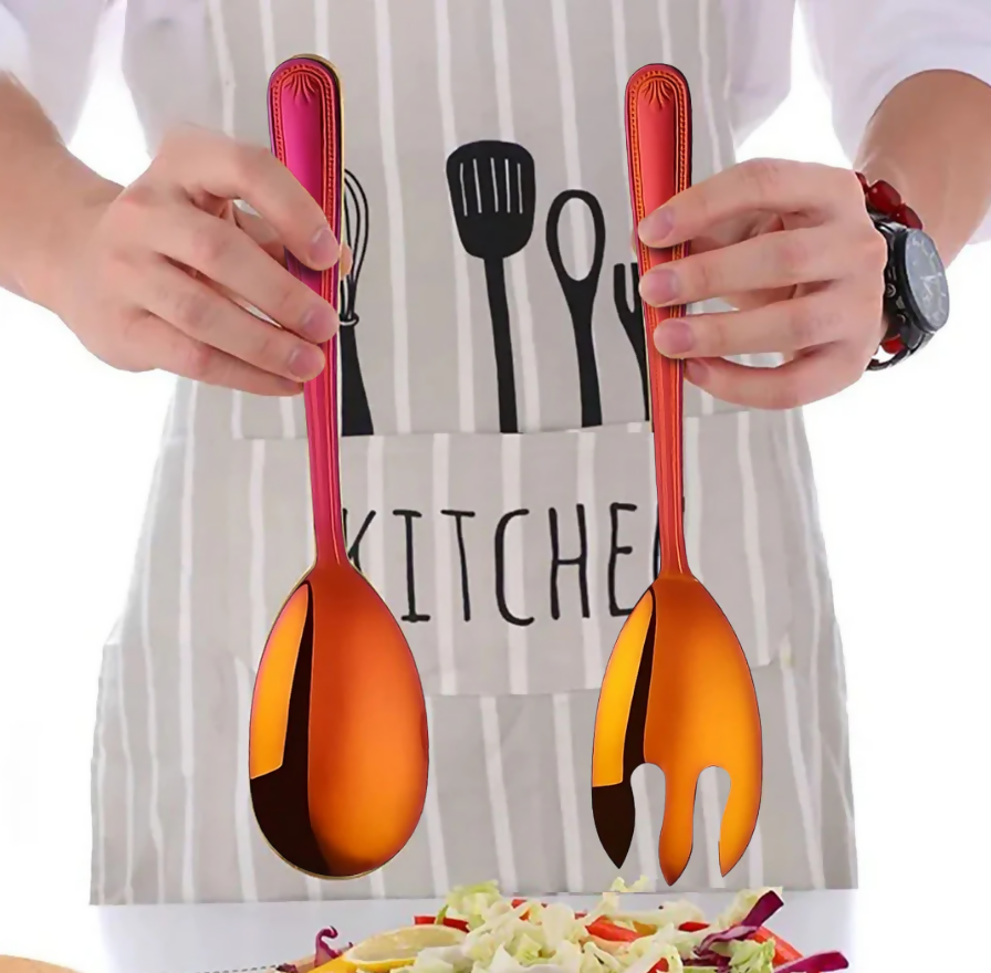 Anygleam Red Giant Spoon & Fork Set – 2-Piece Stainless Steel
